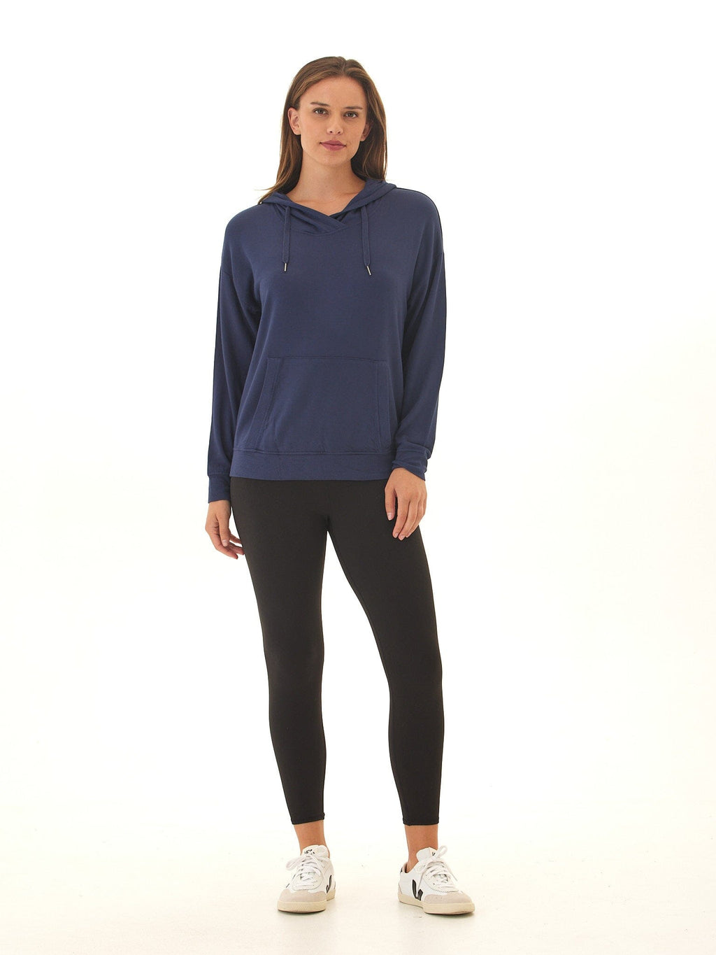 Women's Navy Blue FeatherLoop Fleece Pullover Hoodie
