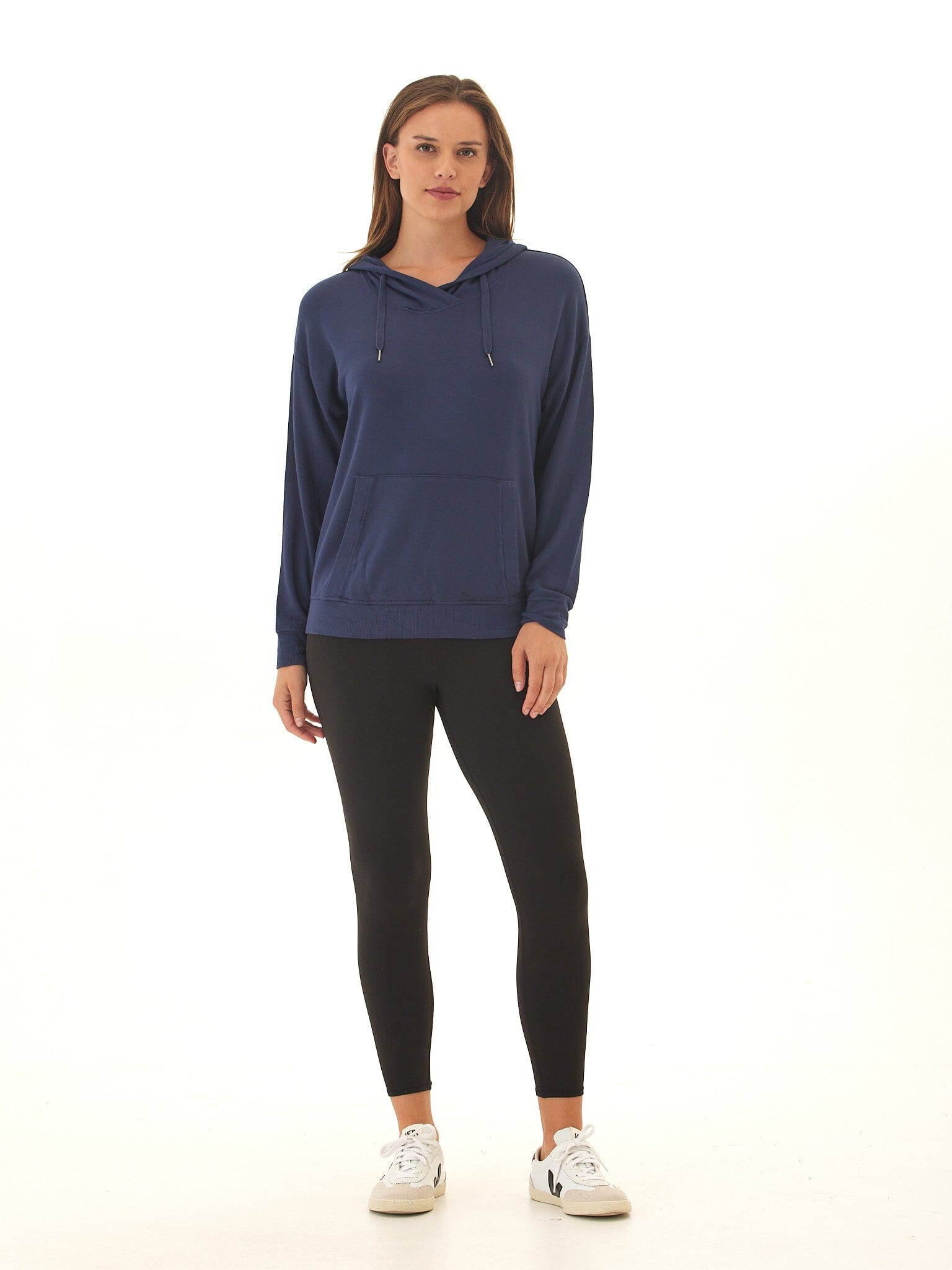 Women's Navy Blue FeatherLoop Fleece Pullover Hoodie