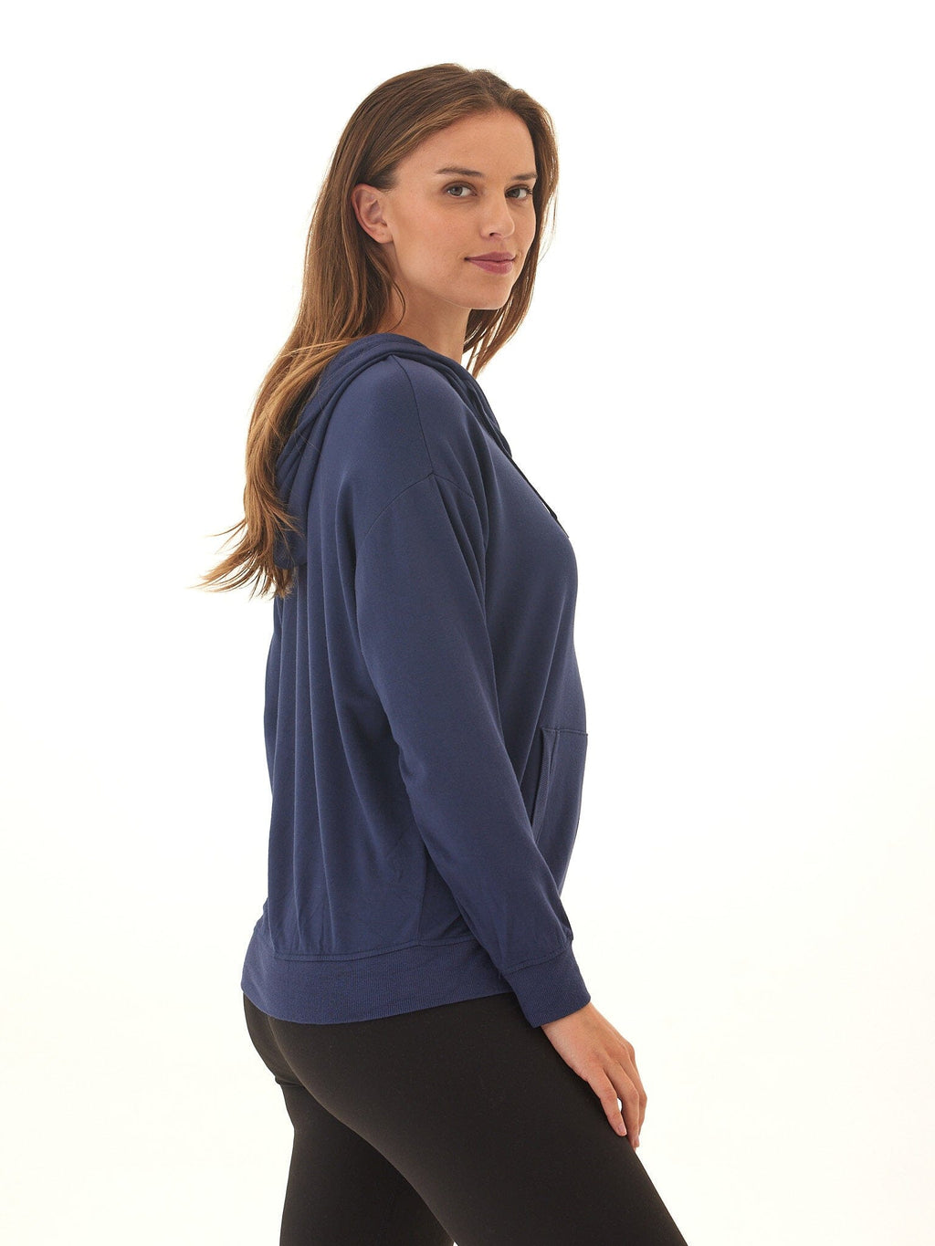 Women's Navy Blue FeatherLoop Fleece Pullover Hoodie