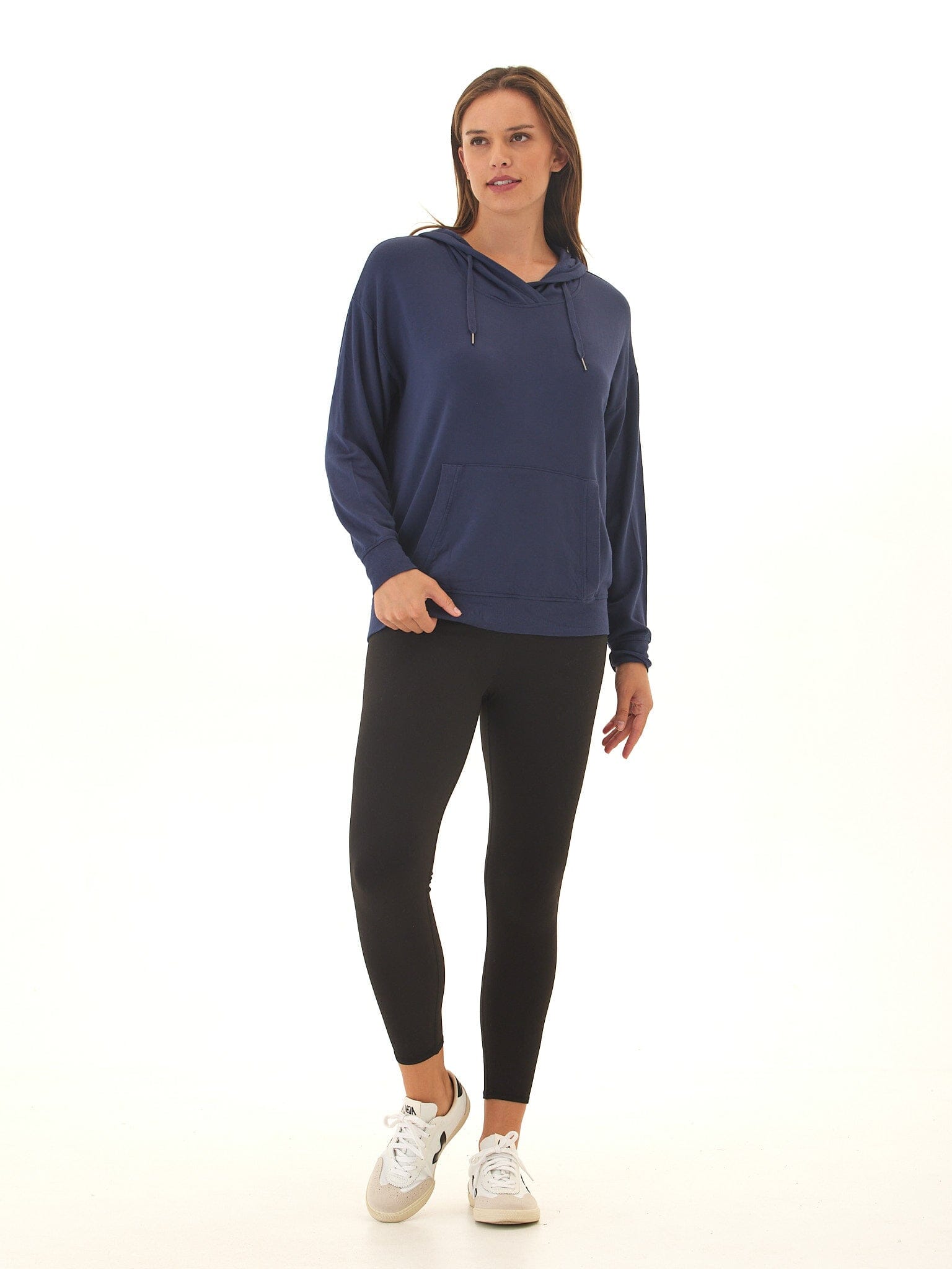 Women's Navy Blue FeatherLoop Fleece Pullover Hoodie