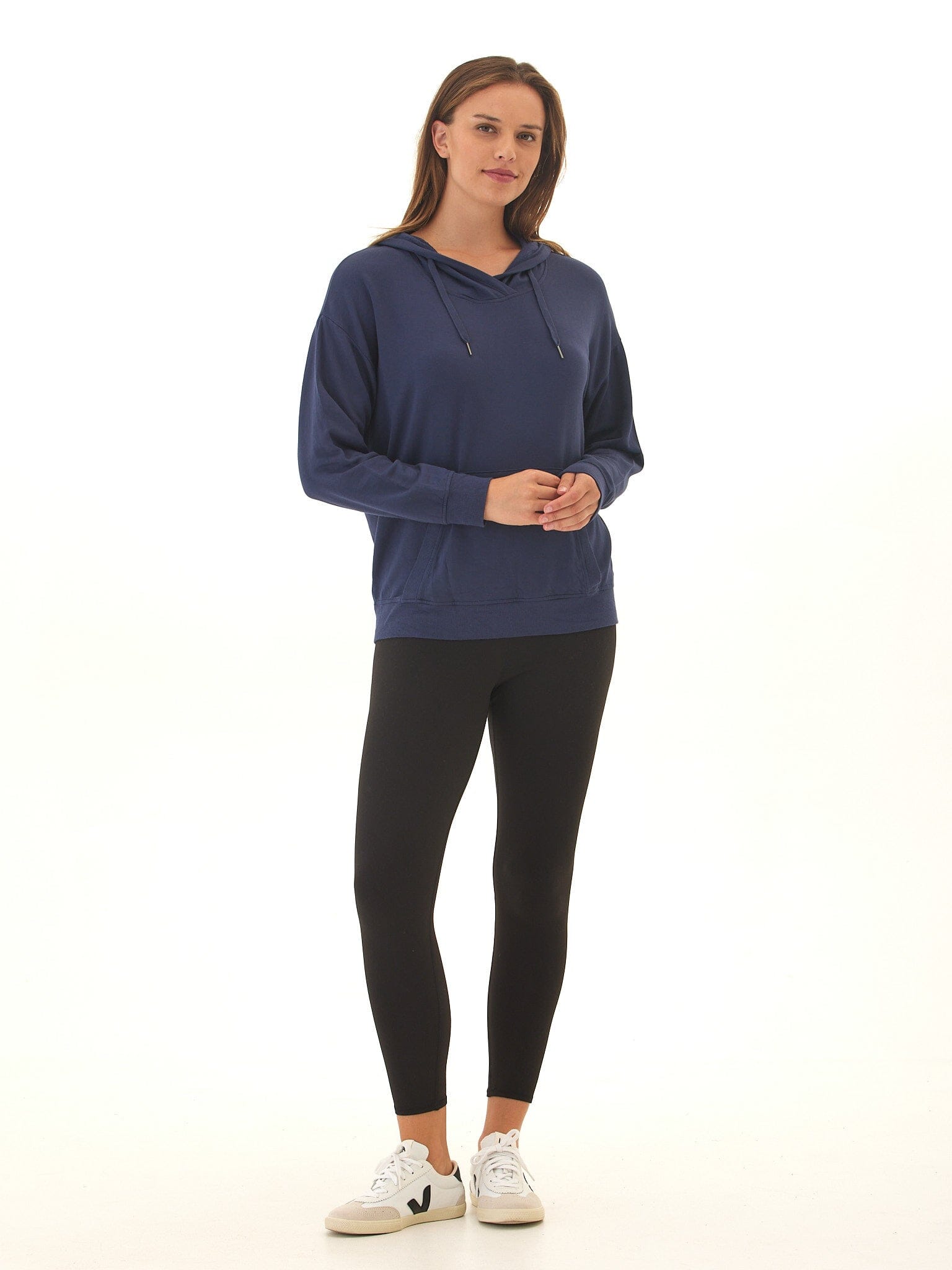 Women's Navy Blue FeatherLoop Fleece Pullover Hoodie