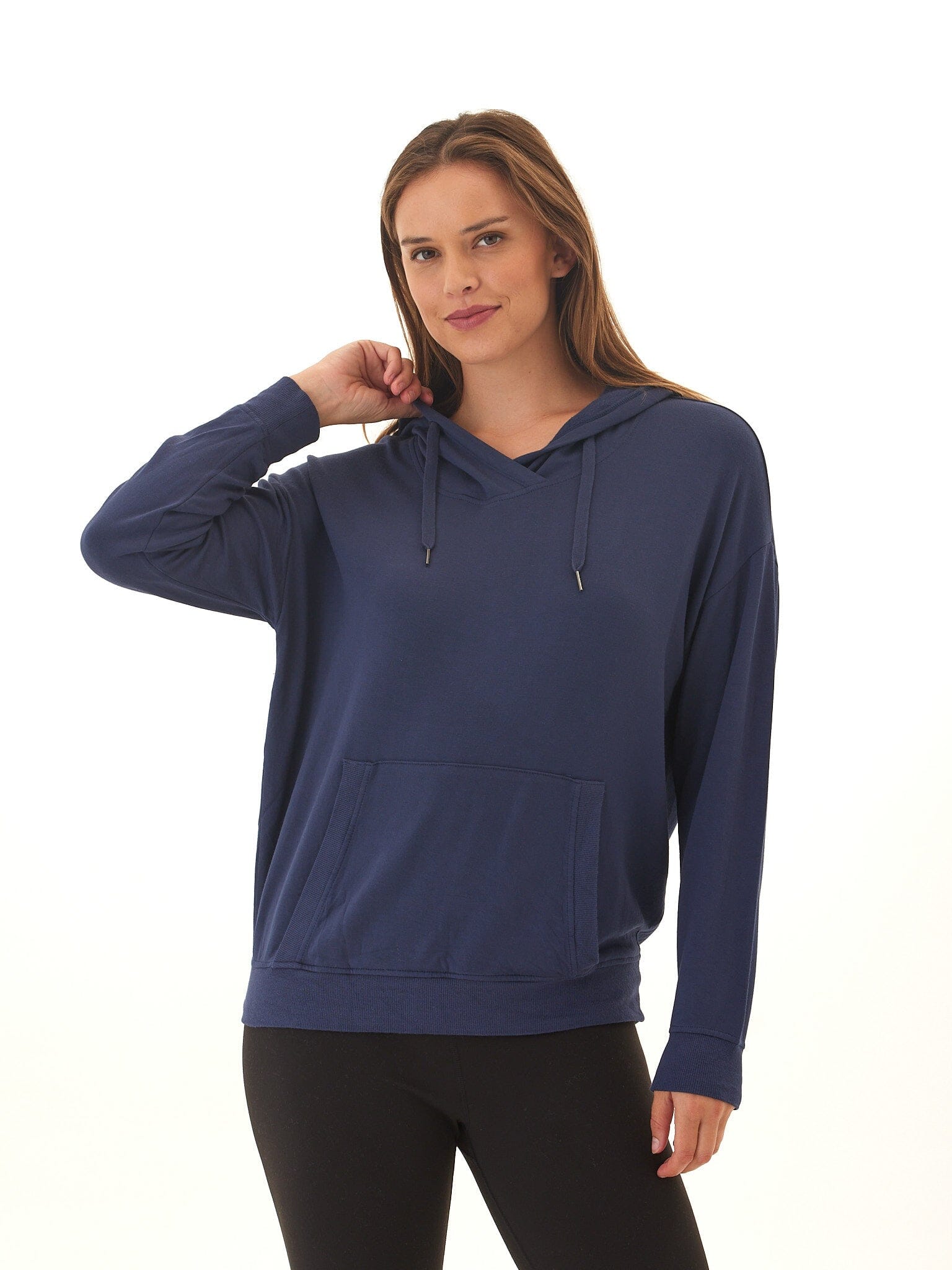 Women's Navy Blue FeatherLoop Fleece Pullover Hoodie