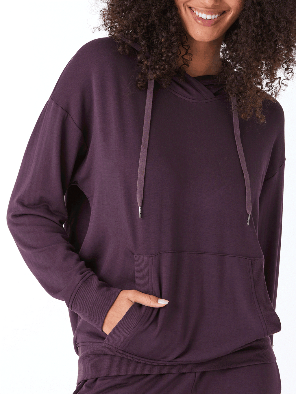 Madge Feather Fleece Pullover Hoodie with Relaxed Fit & Pockets