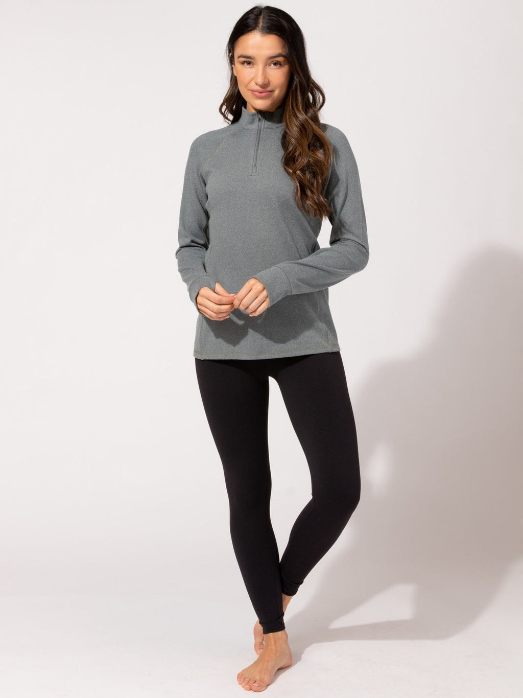 Belinda Luxe Fleece 1/4-Zip Jacket in Heathered Cool Grey