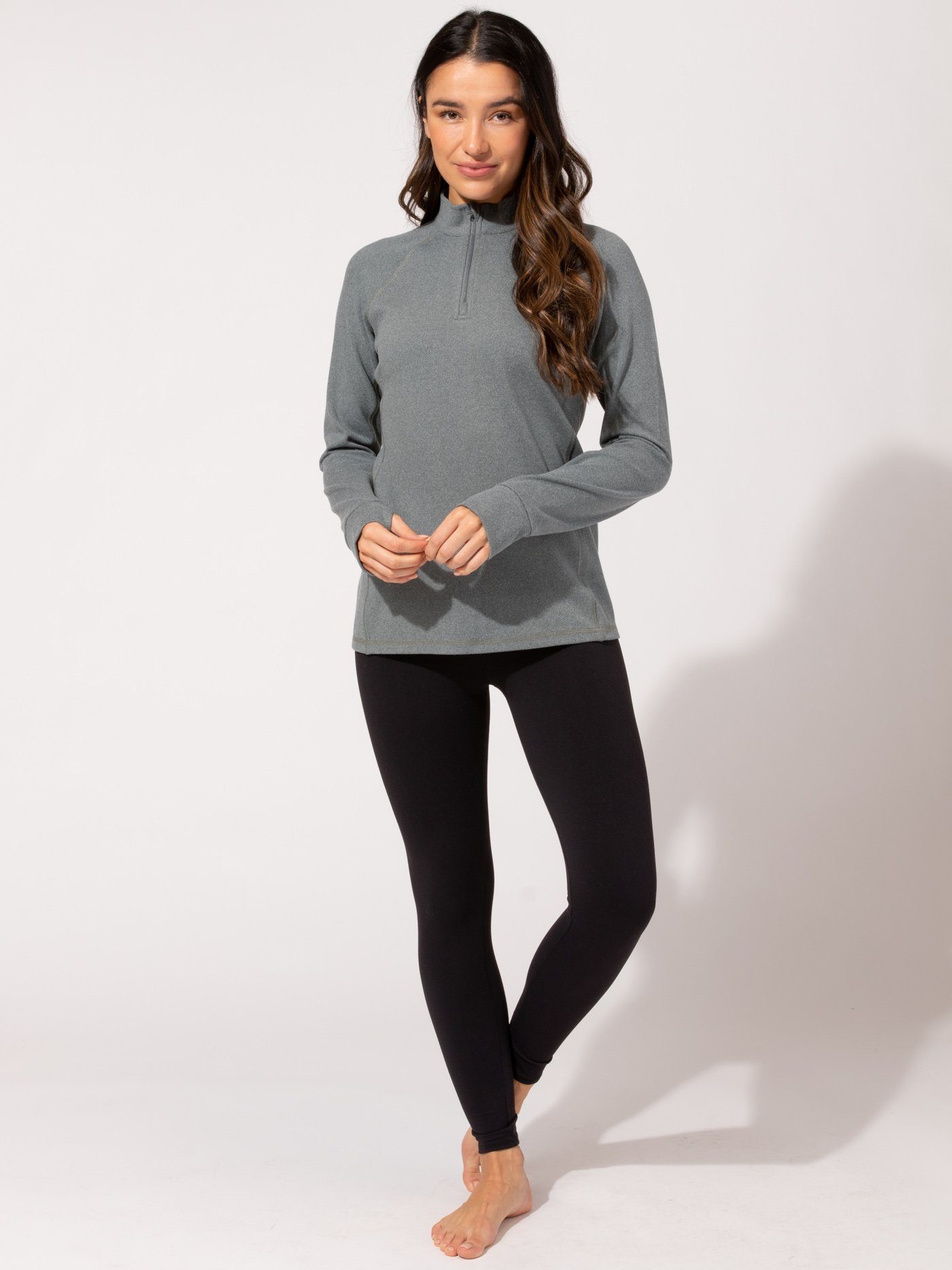 Belinda Luxe Fleece 1/4-Zip Jacket in Heathered Cool Grey