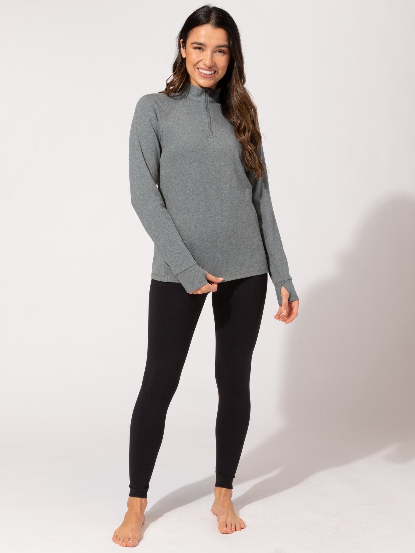Belinda Luxe Fleece 1/4-Zip Jacket in Heathered Cool Grey