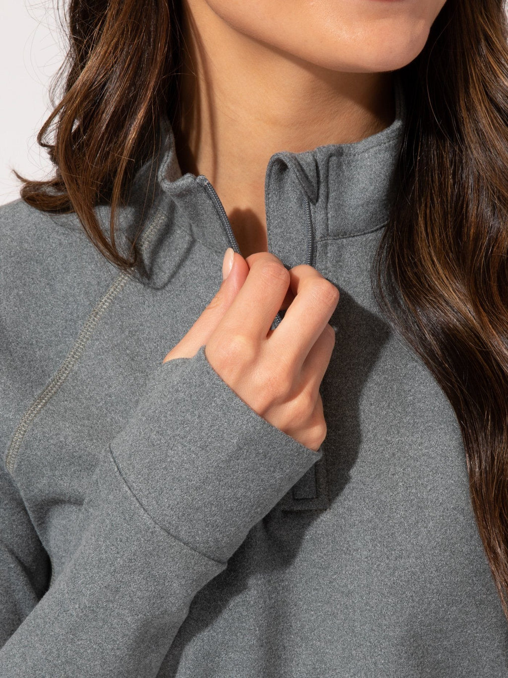 Belinda Luxe Fleece 1/4-Zip Jacket in Heathered Cool Grey