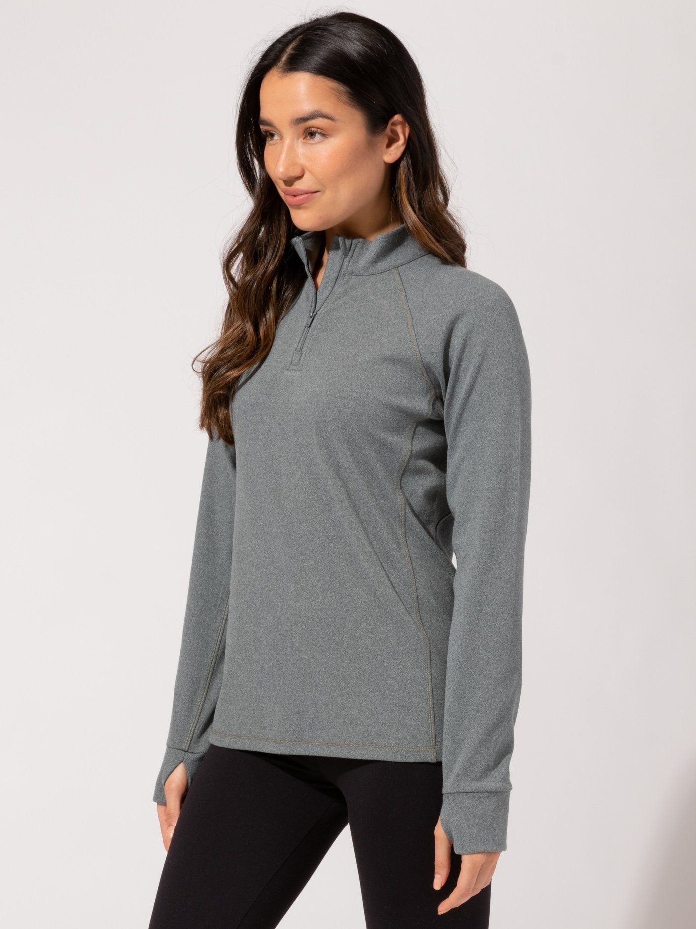 Belinda Luxe Fleece 1/4-Zip Jacket in Heathered Cool Grey