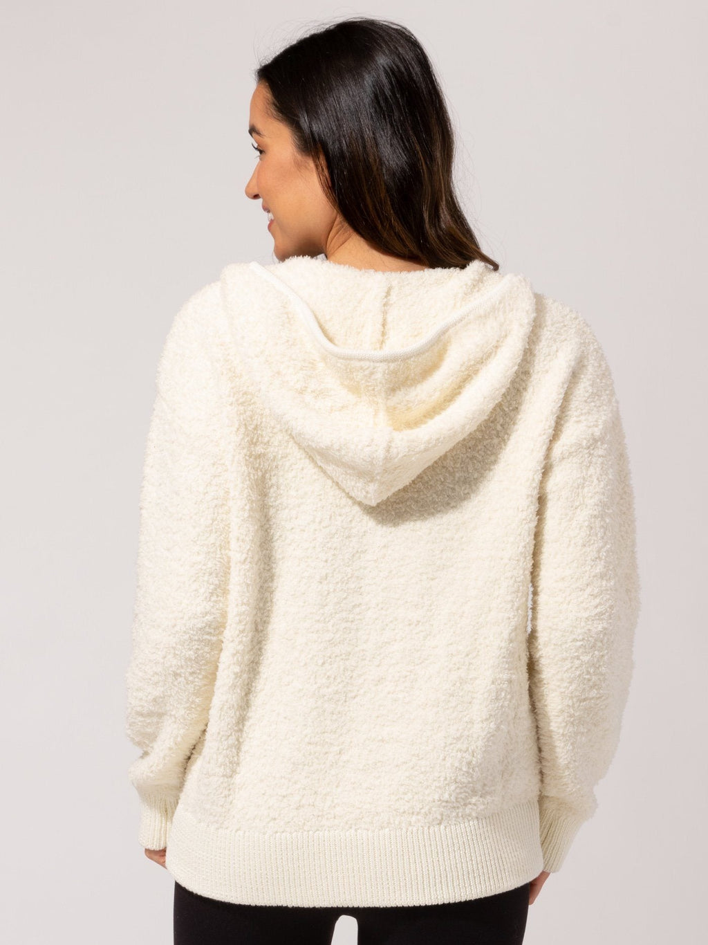 Vivi Boucle Zip Hoodie in Off-White Cream Knit Loungewear