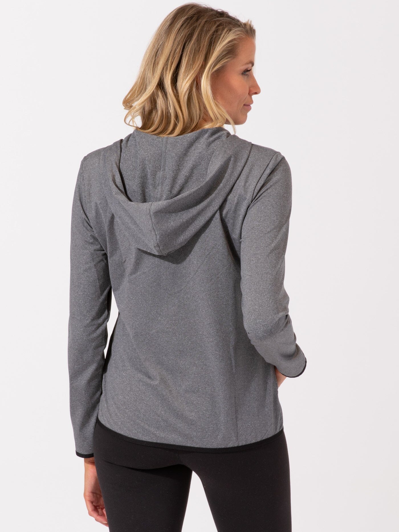 Brushed Jersey Half Zip Hoodie in Grey and Black