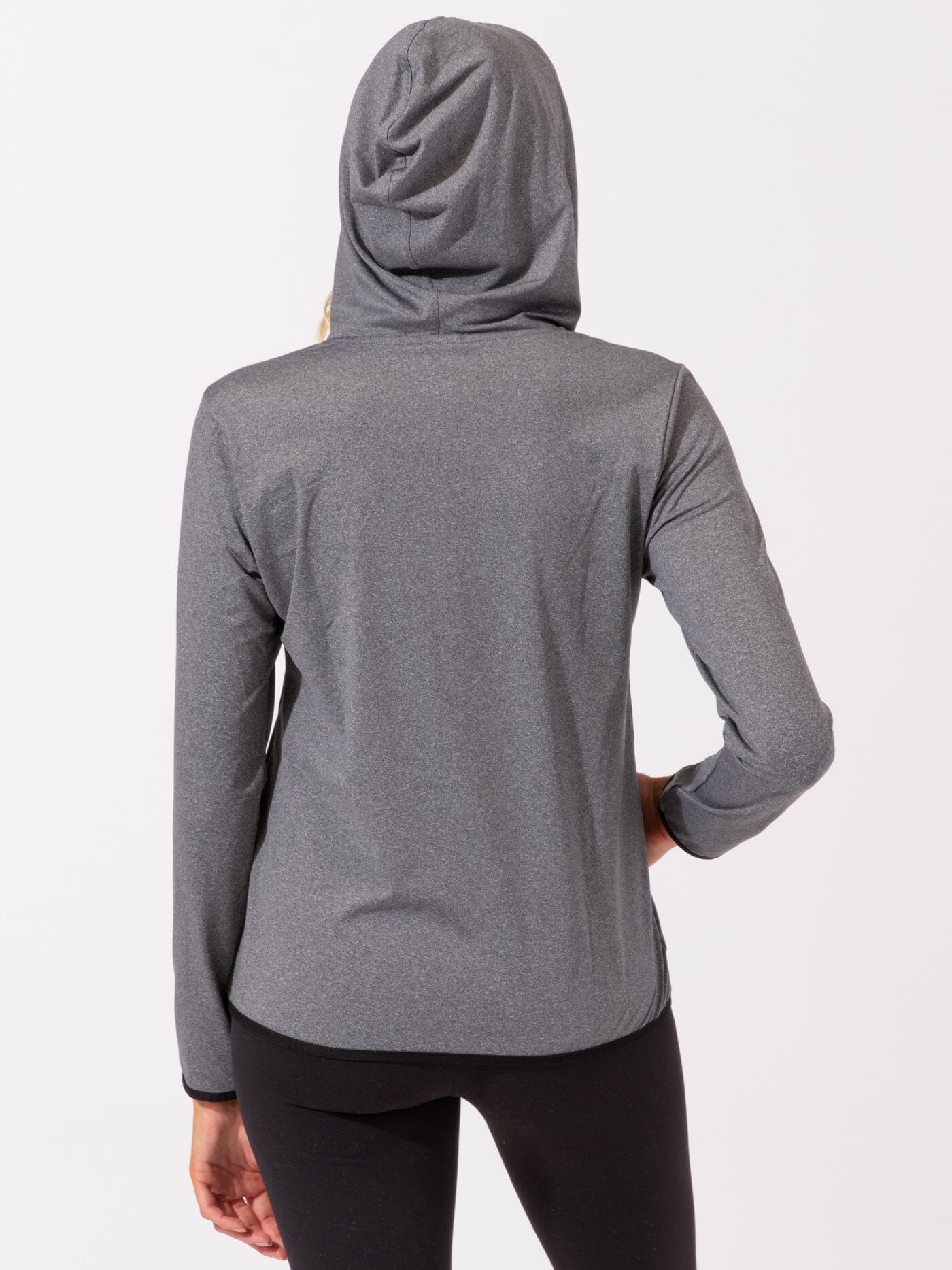 Brushed Jersey Half Zip Hoodie in Grey and Black