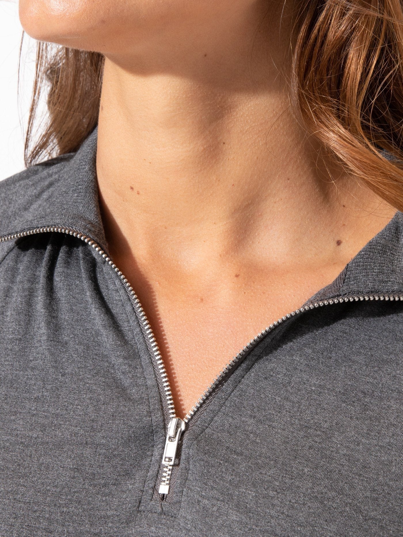 Women's Feather Fleece 1/4 Zip Pullover in Charcoal Grey