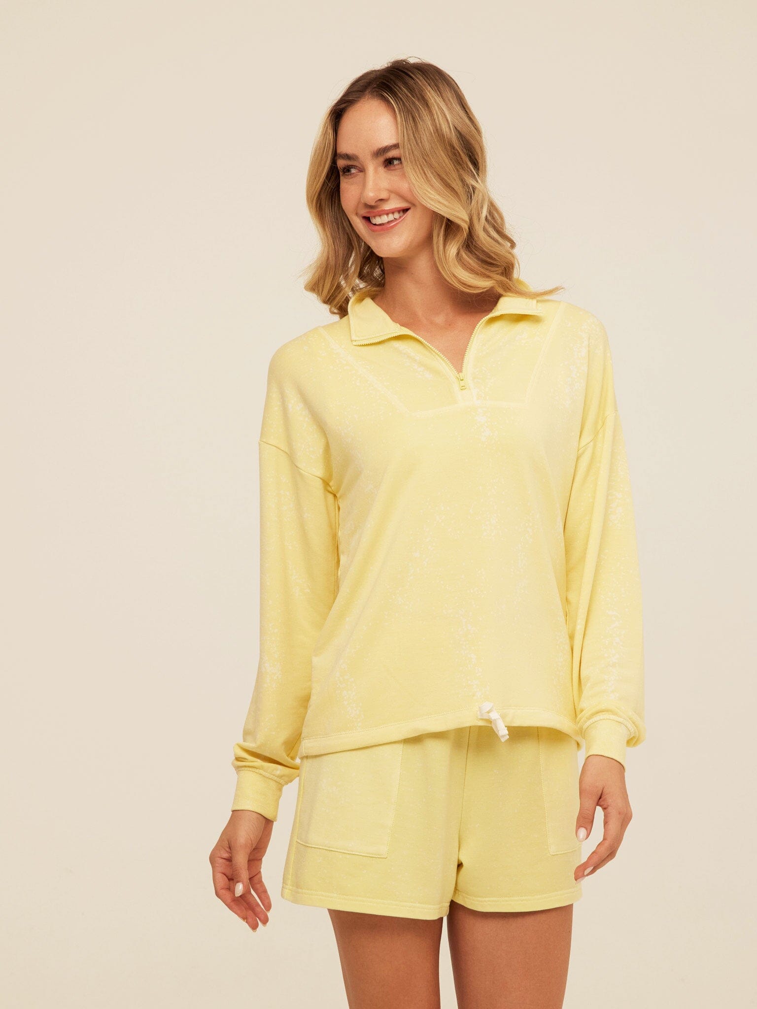 Nyla Spray Wash Modal Terry Half-Zip Pullover