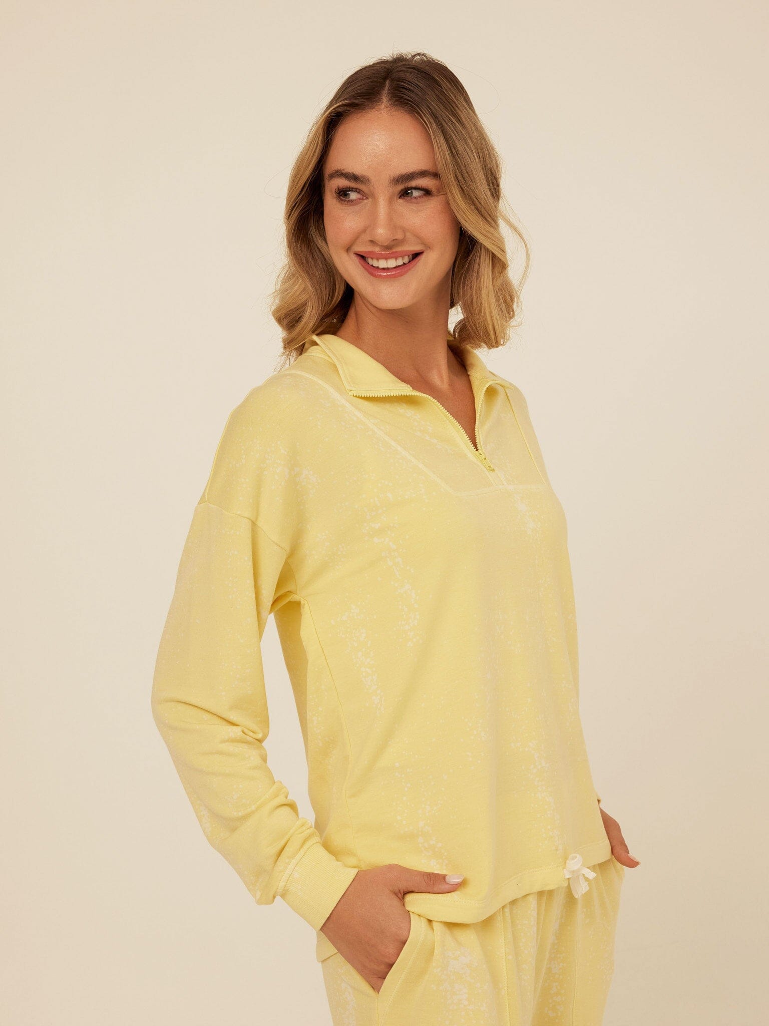 Nyla Spray Wash Modal Terry Half-Zip Pullover