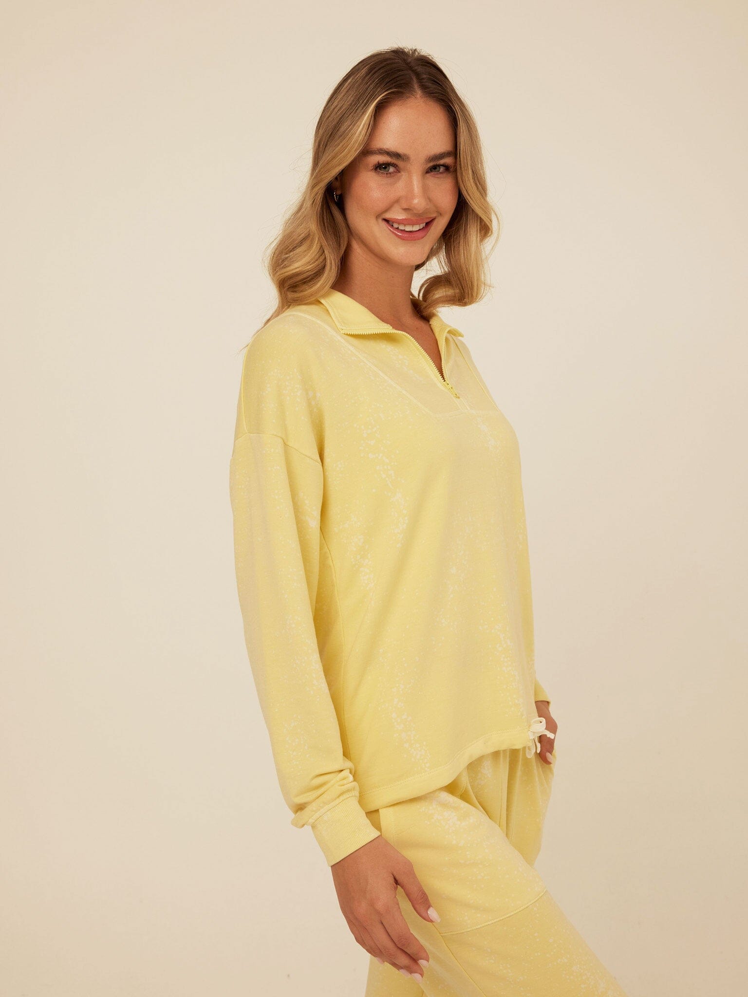 Nyla Spray Wash Modal Terry Half-Zip Pullover