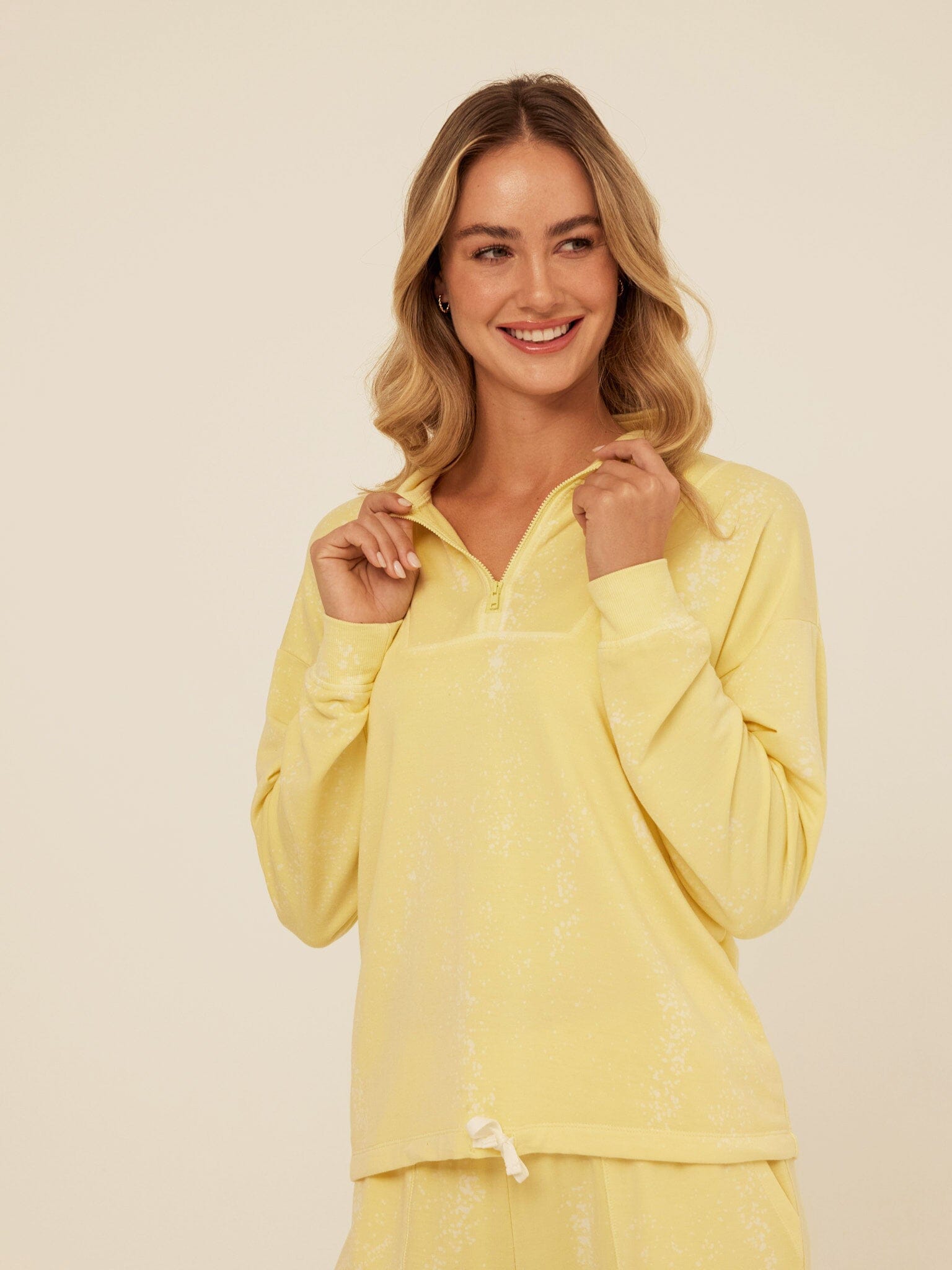 Nyla Spray Wash Modal Terry Half-Zip Pullover