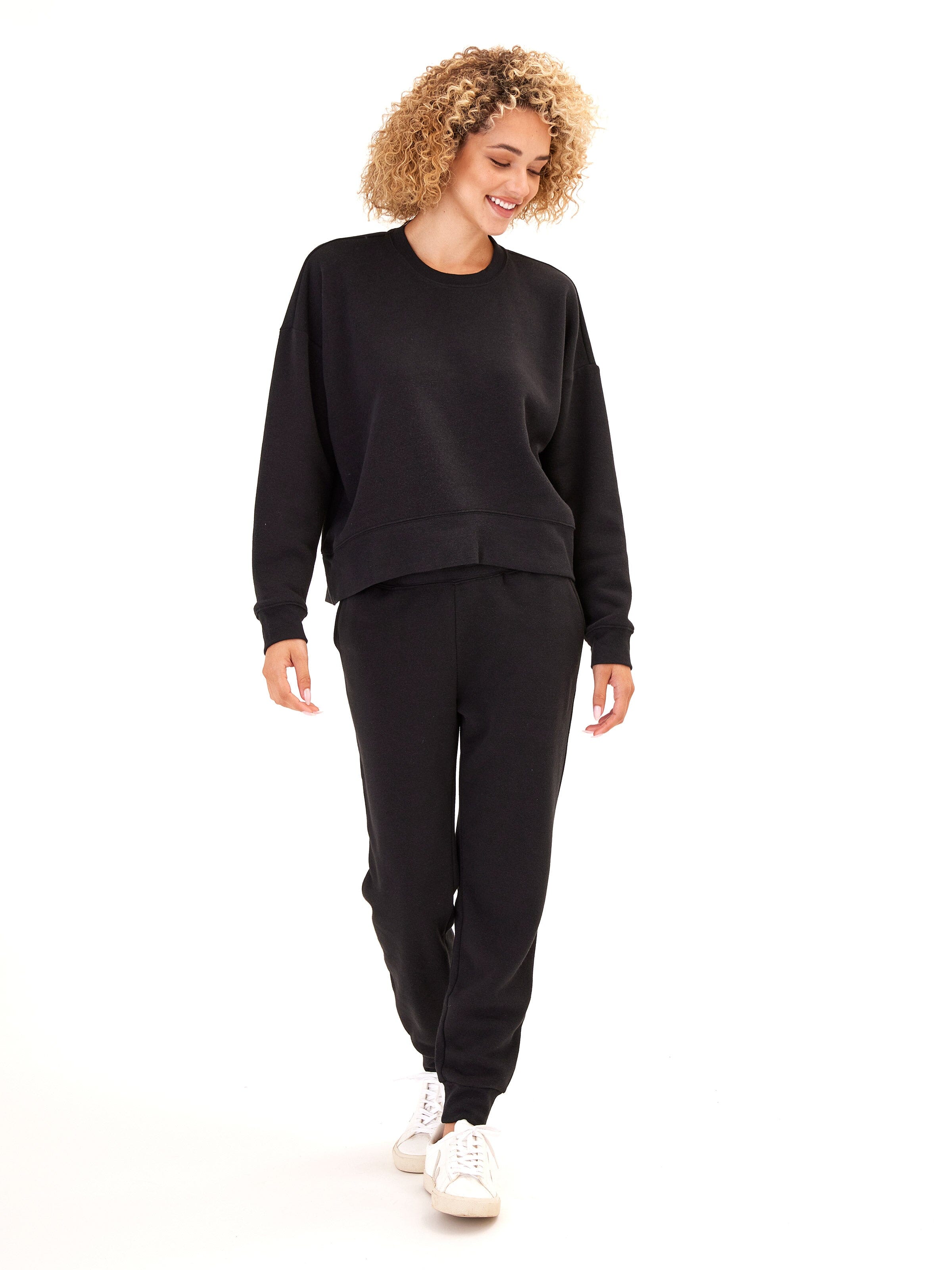 Naia Triblend Fleece Crop Pullover - Soft Oversized Sweatshirt