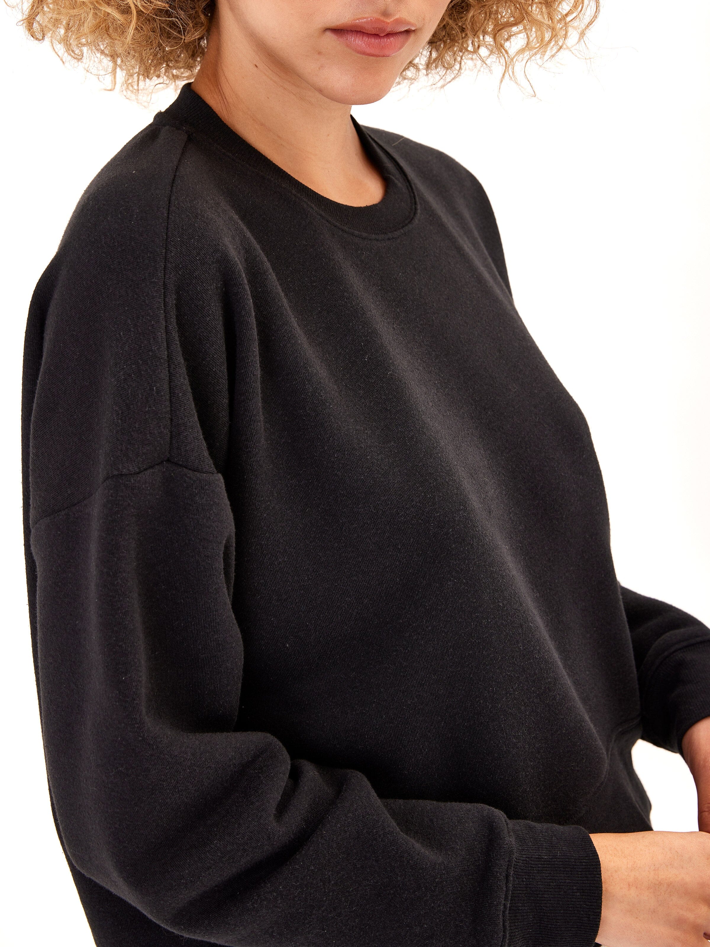 Naia Triblend Fleece Crop Pullover - Soft Oversized Sweatshirt