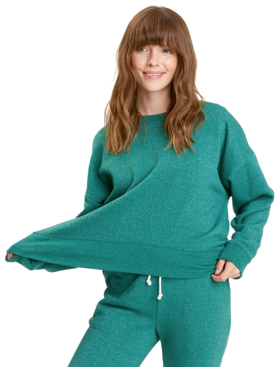 Naia Triblend Fleece Pullover in Green and Heather Green