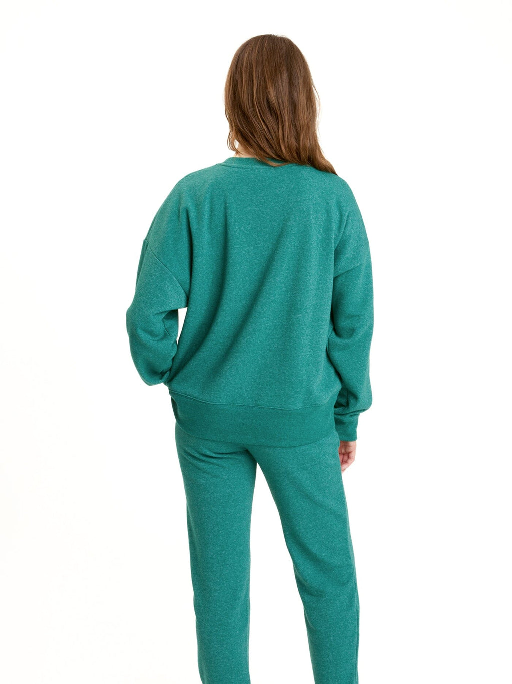 Naia Triblend Fleece Pullover in Green and Heather Green