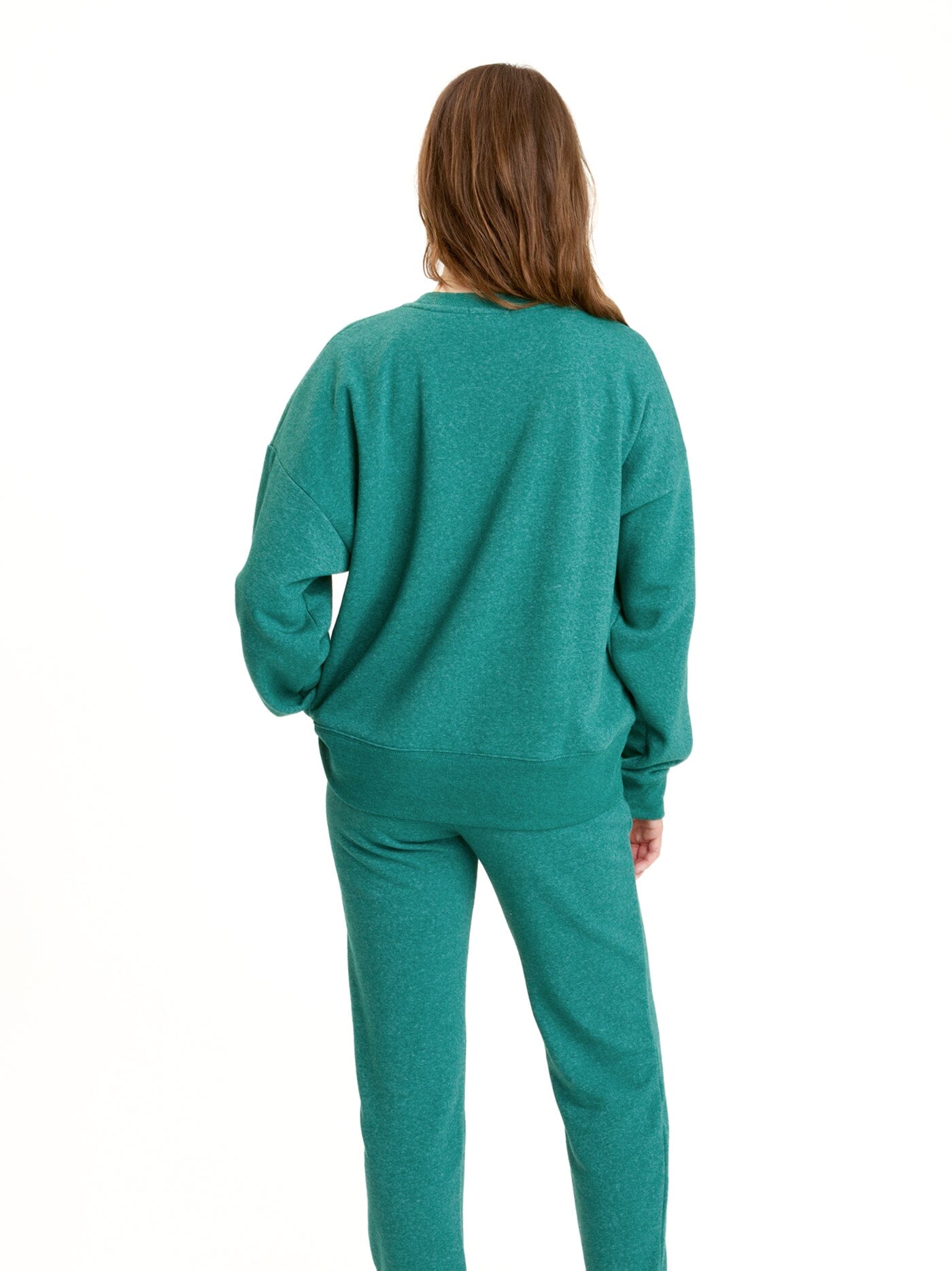 Naia Triblend Fleece Pullover in Green and Heather Green