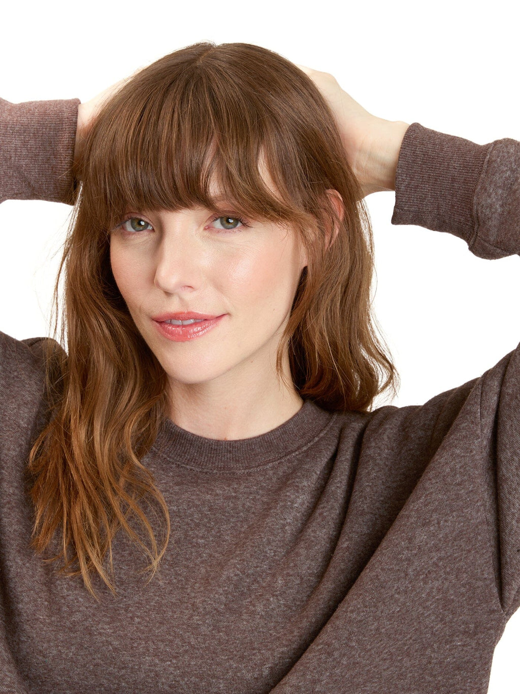 Naia Triblend Fleece Crop Pullover in Brown