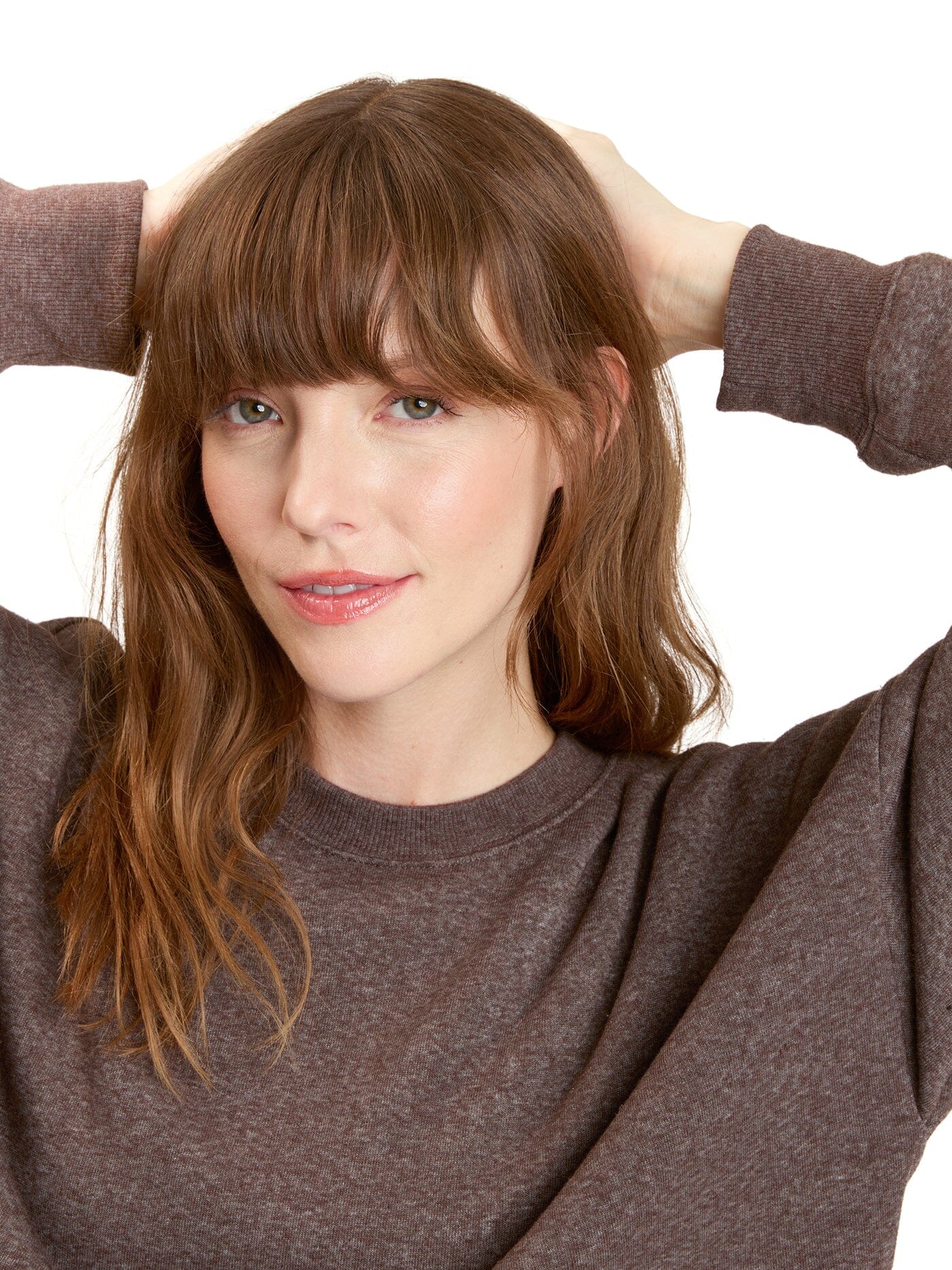 Naia Triblend Fleece Crop Pullover in Brown