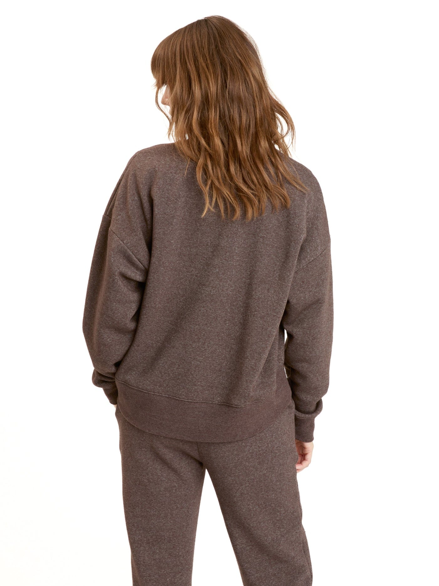 Naia Triblend Fleece Crop Pullover in Brown