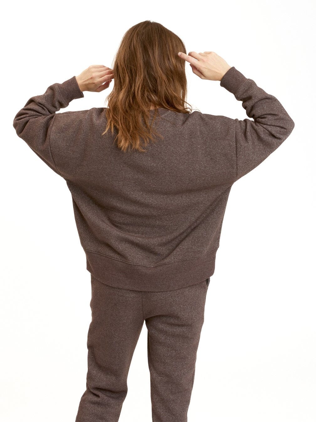 Naia Triblend Fleece Crop Pullover in Brown