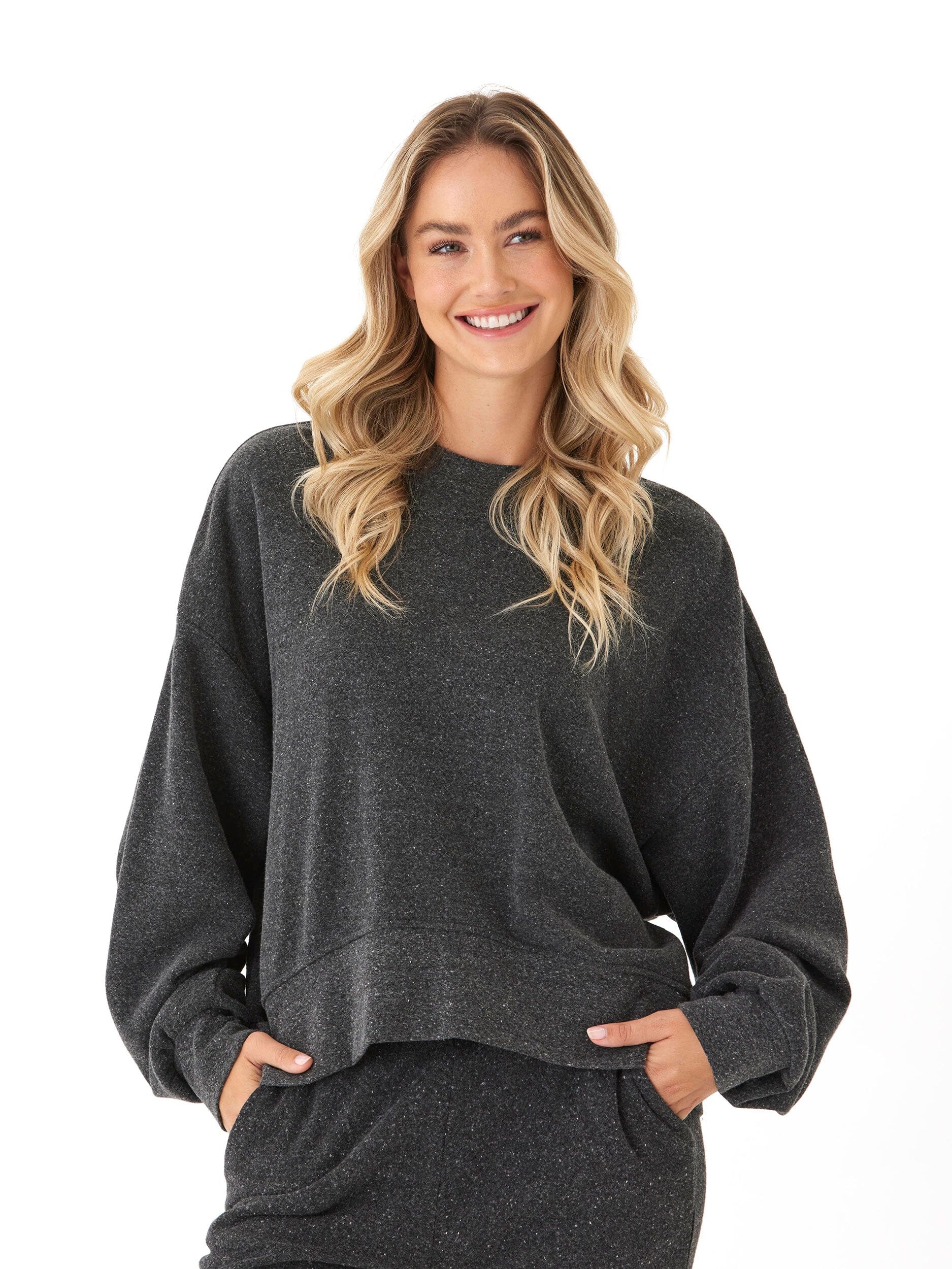 Naia Triblend Fleece Crop Pullover Oversized Everyday Sweatshirt