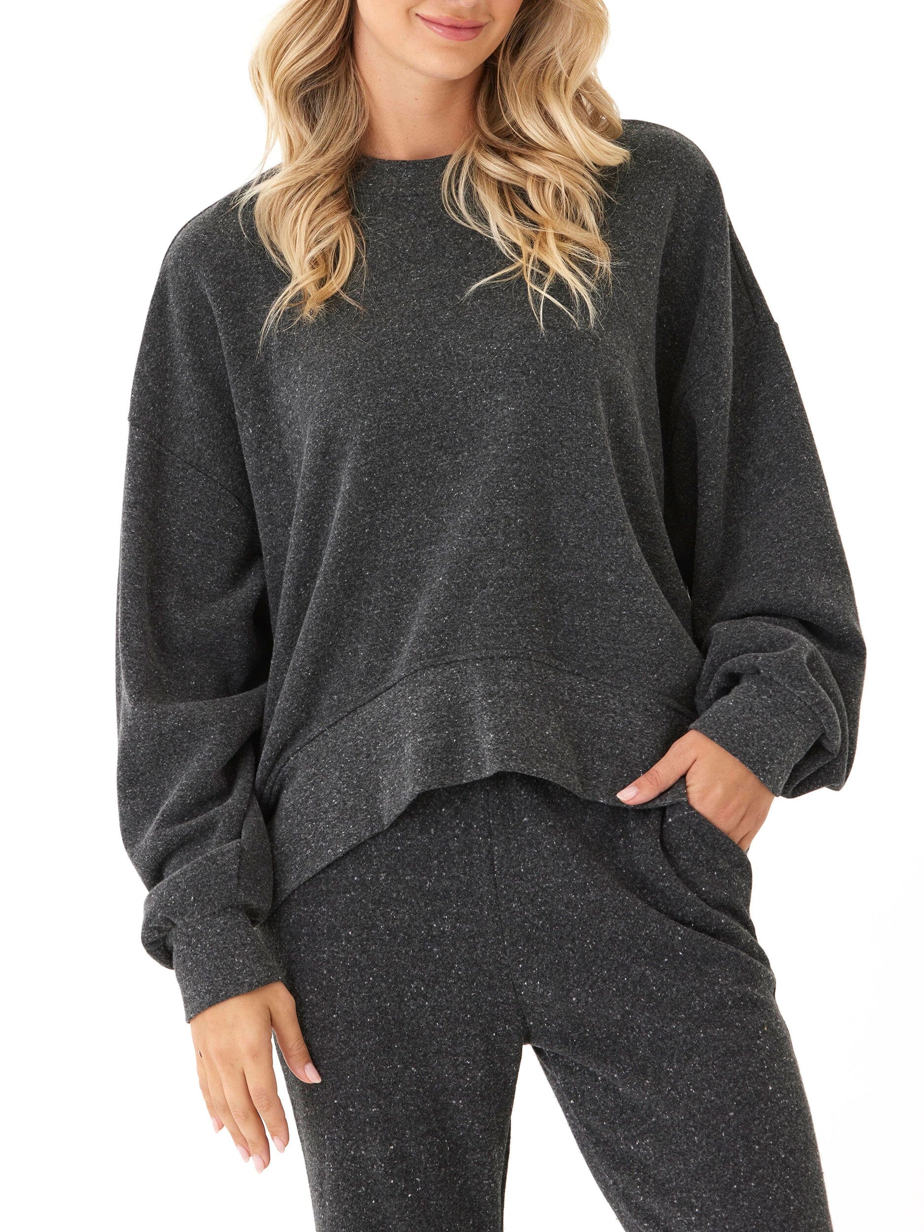 Naia Triblend Fleece Crop Pullover Oversized Everyday Sweatshirt