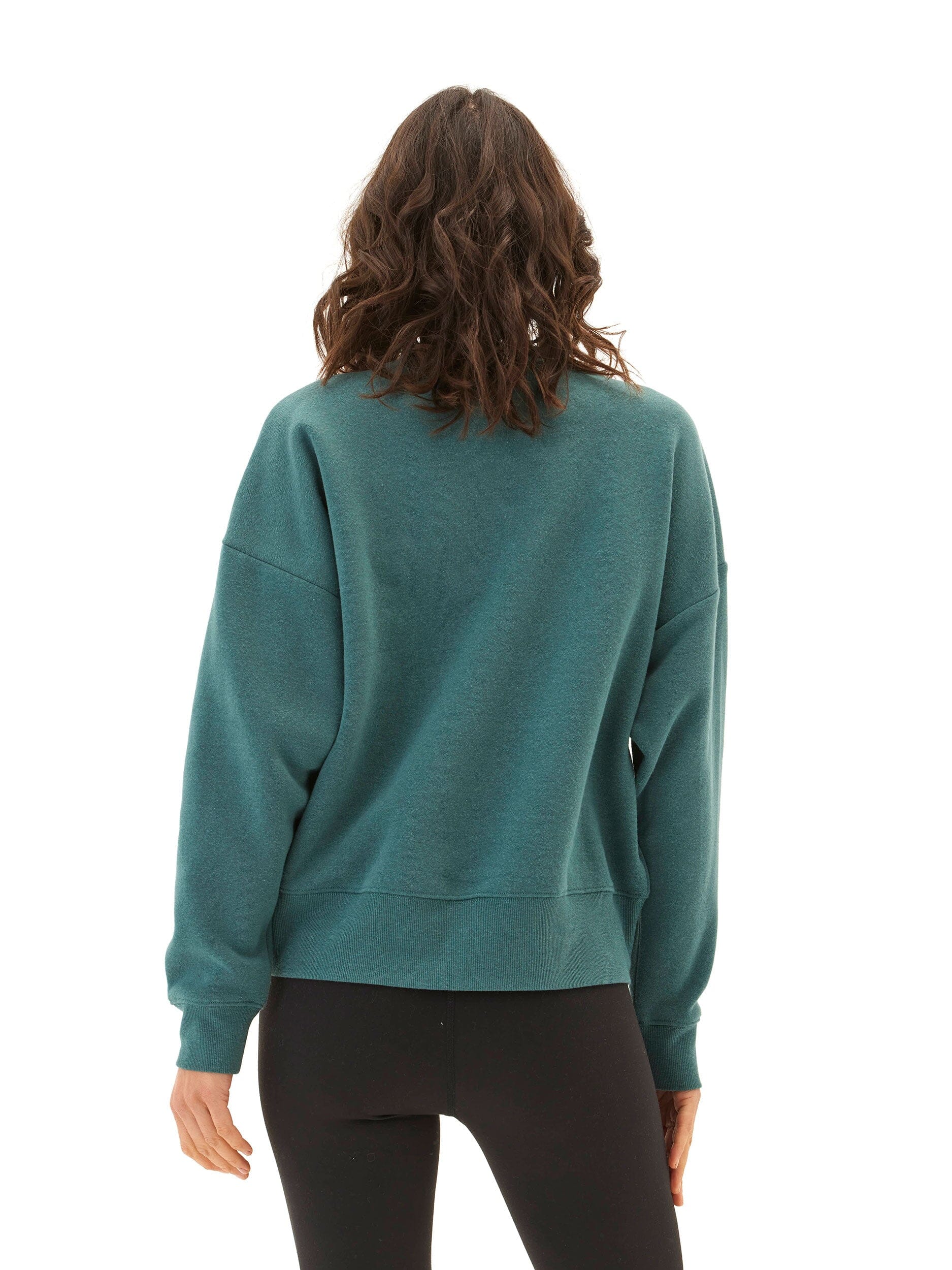 Naia Women’s Teal & Forest Green Crop Triblend Fleece Pullover