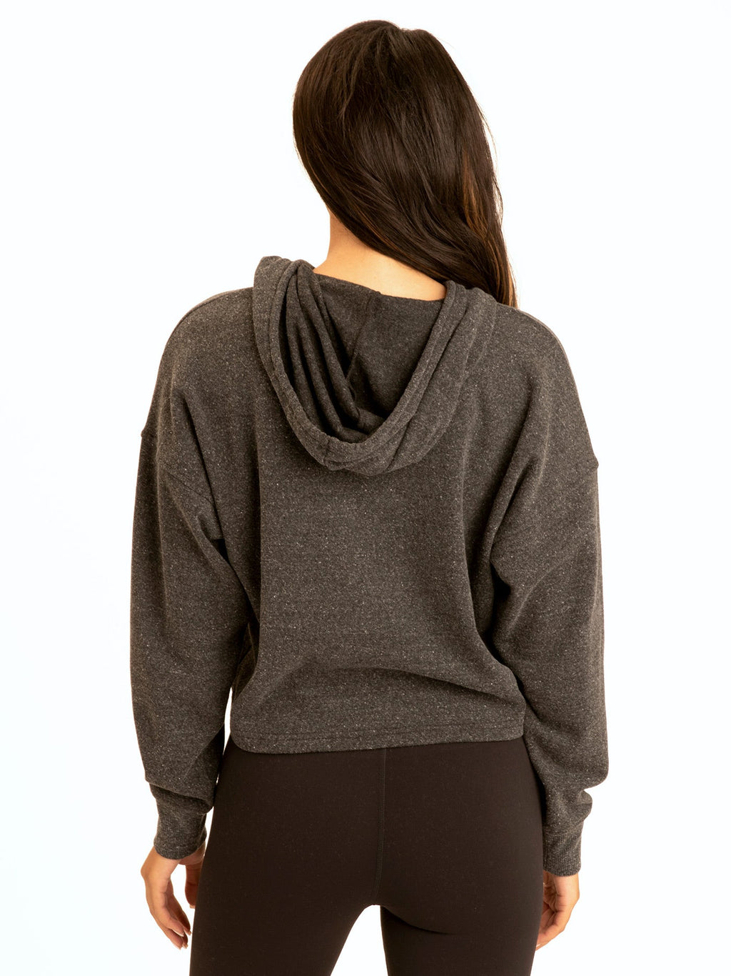 Venetia Crop Hoodie in Charcoal and Grey