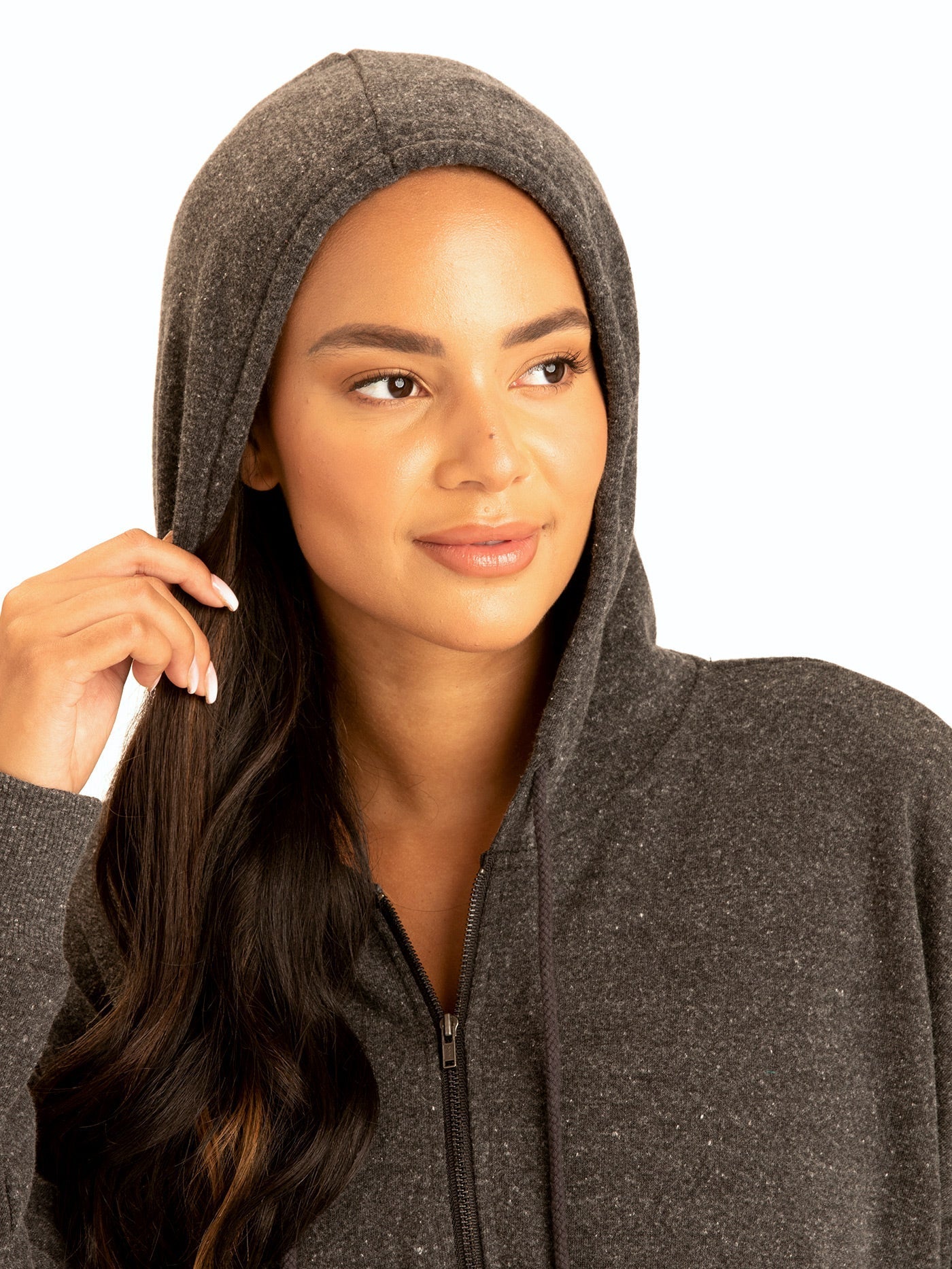 Venetia Crop Hoodie in Charcoal and Grey