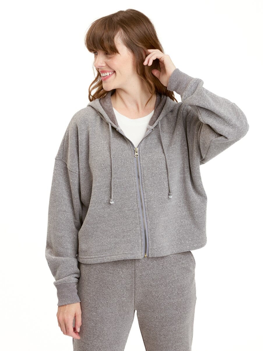 Venetia Cropped Zip-Up Hoodie in Sustainable Fleece