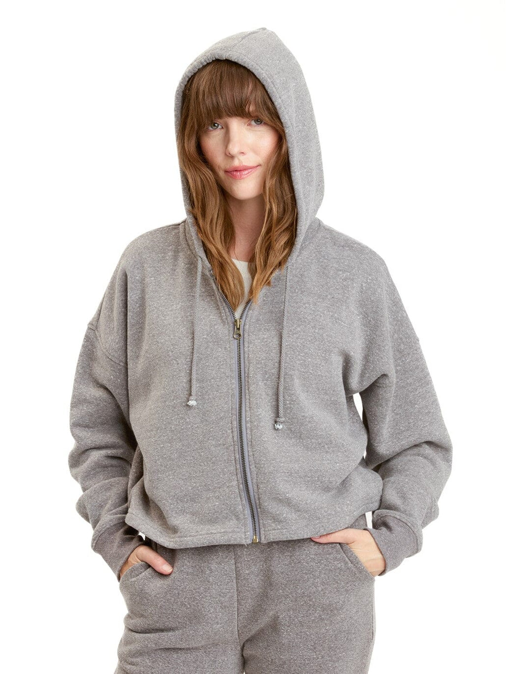 Venetia Cropped Zip-Up Hoodie in Sustainable Fleece