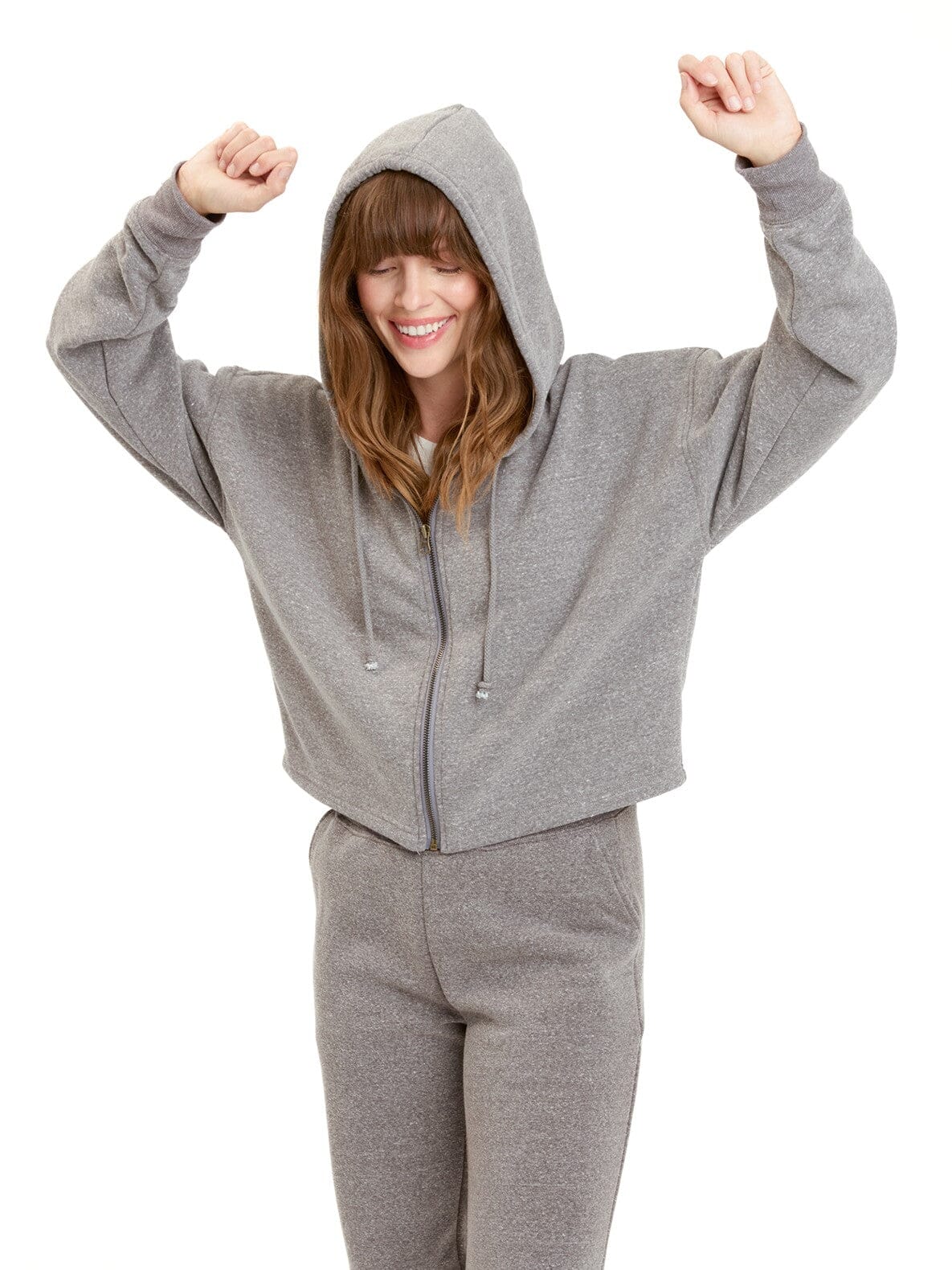 Venetia Cropped Zip-Up Hoodie in Sustainable Fleece