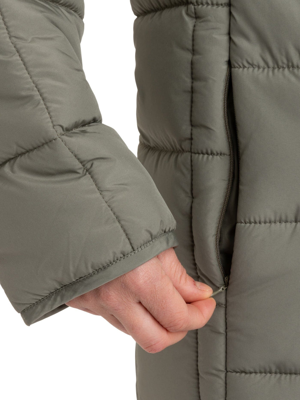 Azima Women's Long Packable Puffer Jacket in Sage Green
