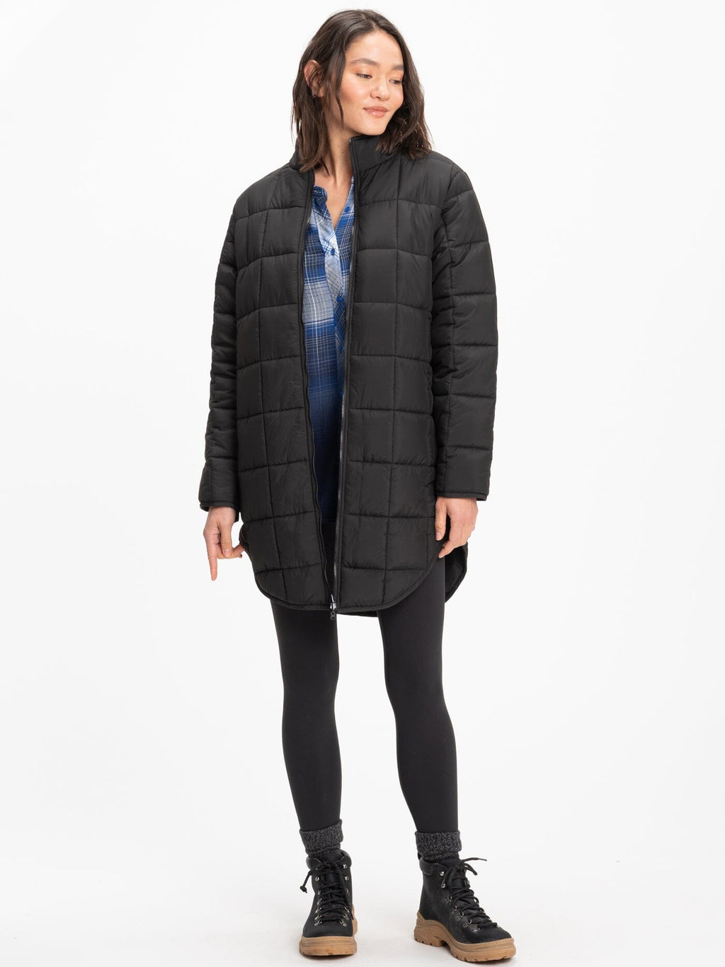 Azima Packable Long Puffer Jacket - Lightweight Black Outerwear