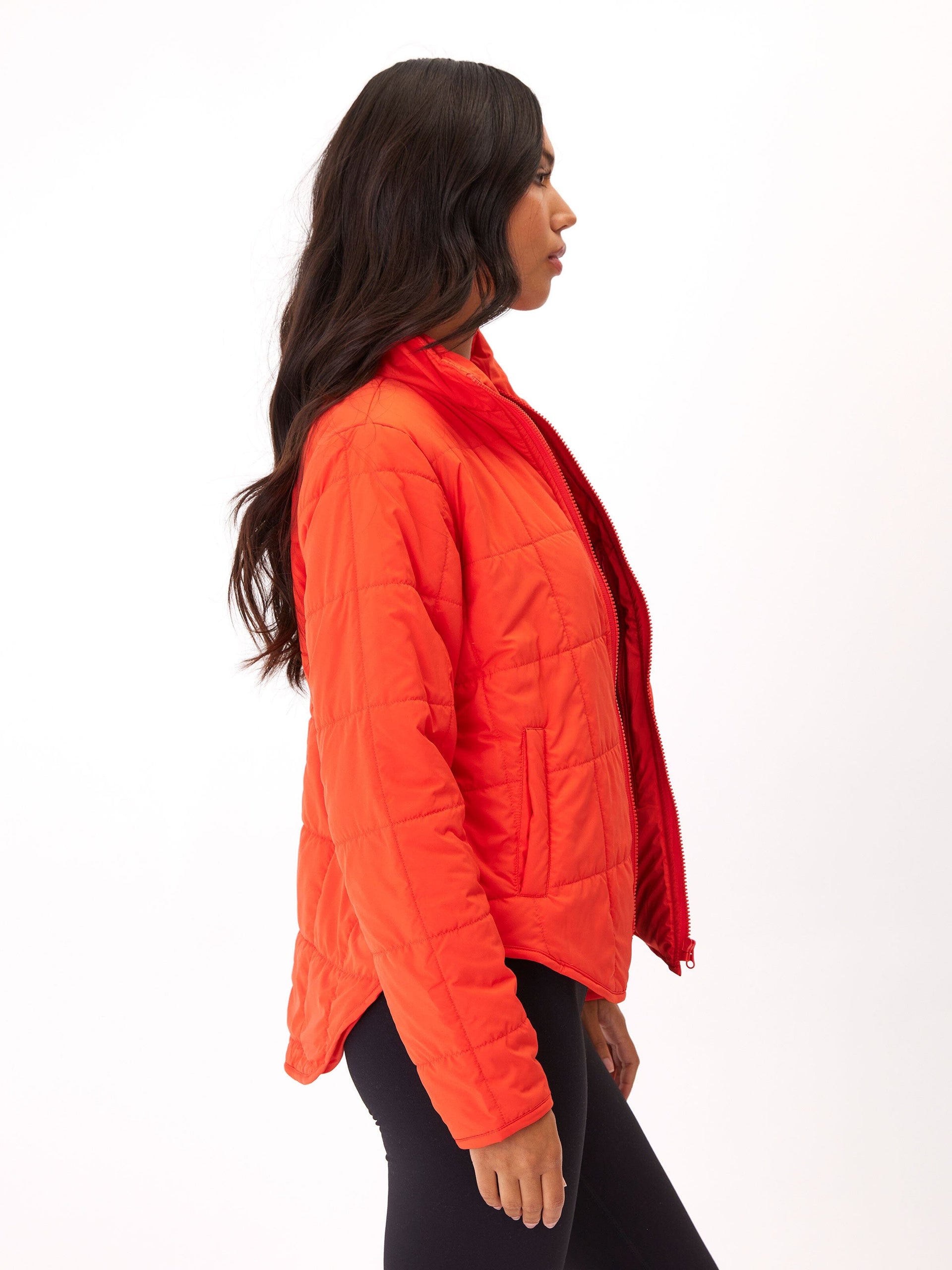 Athene Packable Puffer Jacket in Neon Orange - Lightweight Sporty