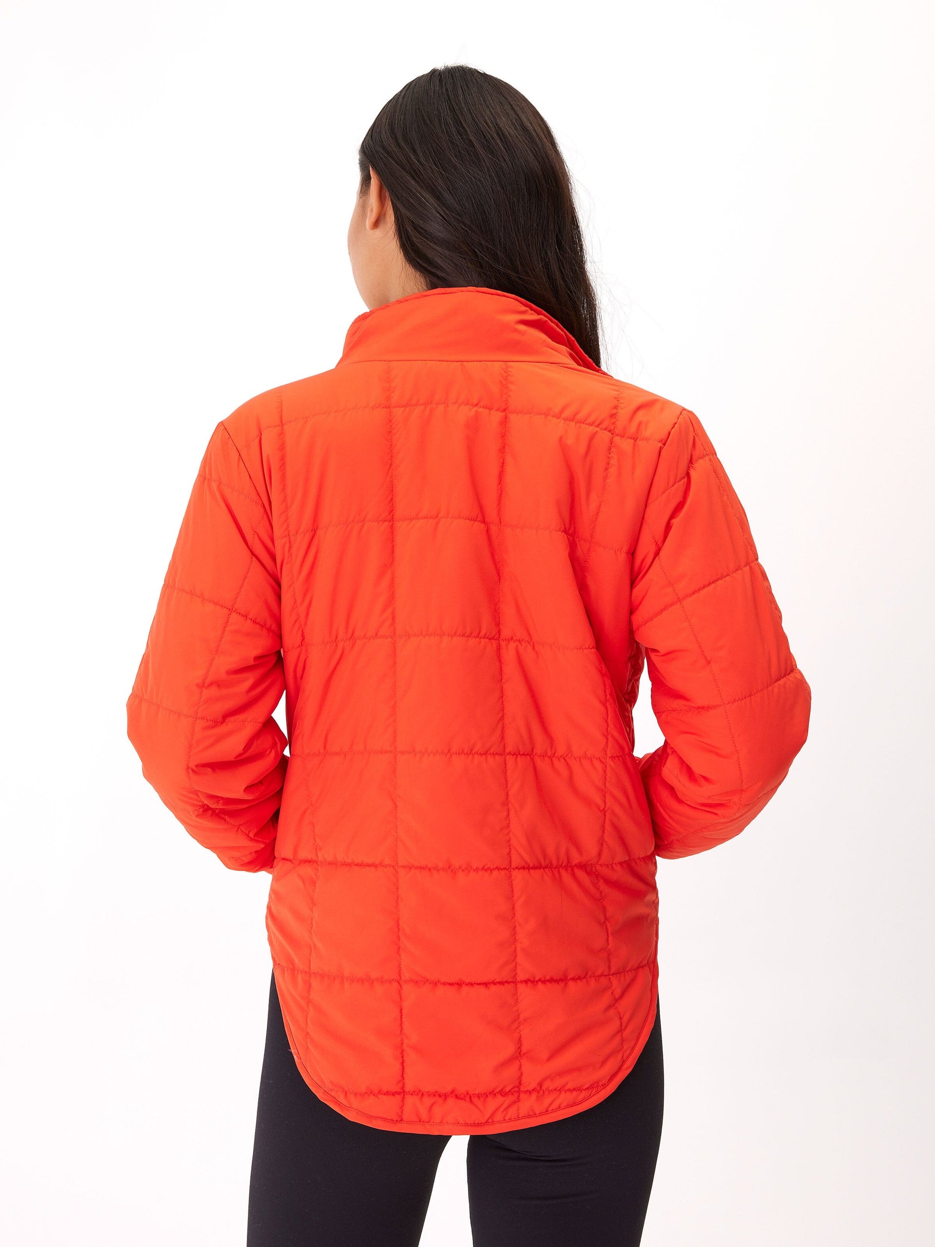 Athene Packable Puffer Jacket in Neon Orange - Lightweight Sporty