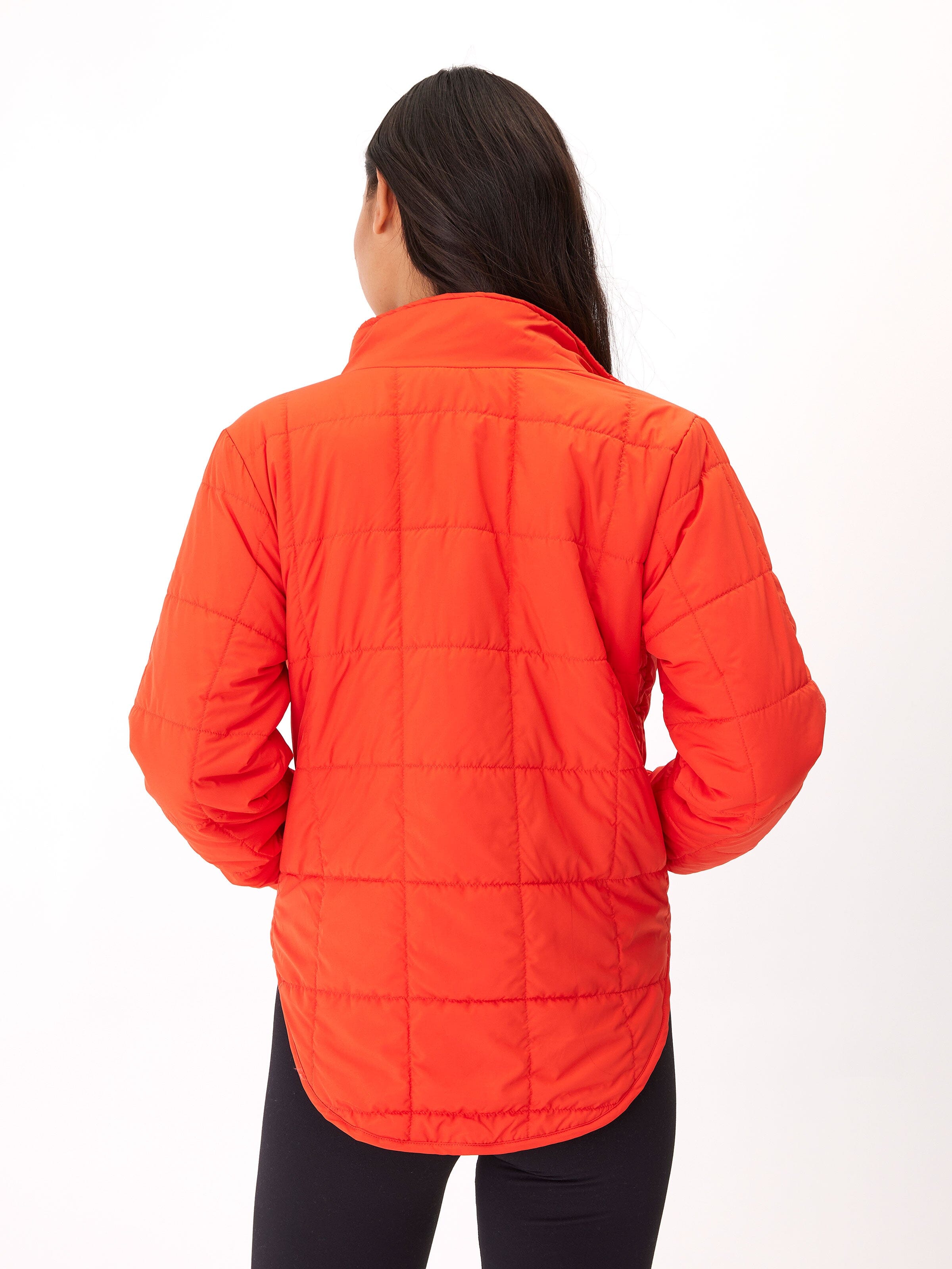 Athene Packable Puffer Jacket in Neon Orange - Lightweight Sporty