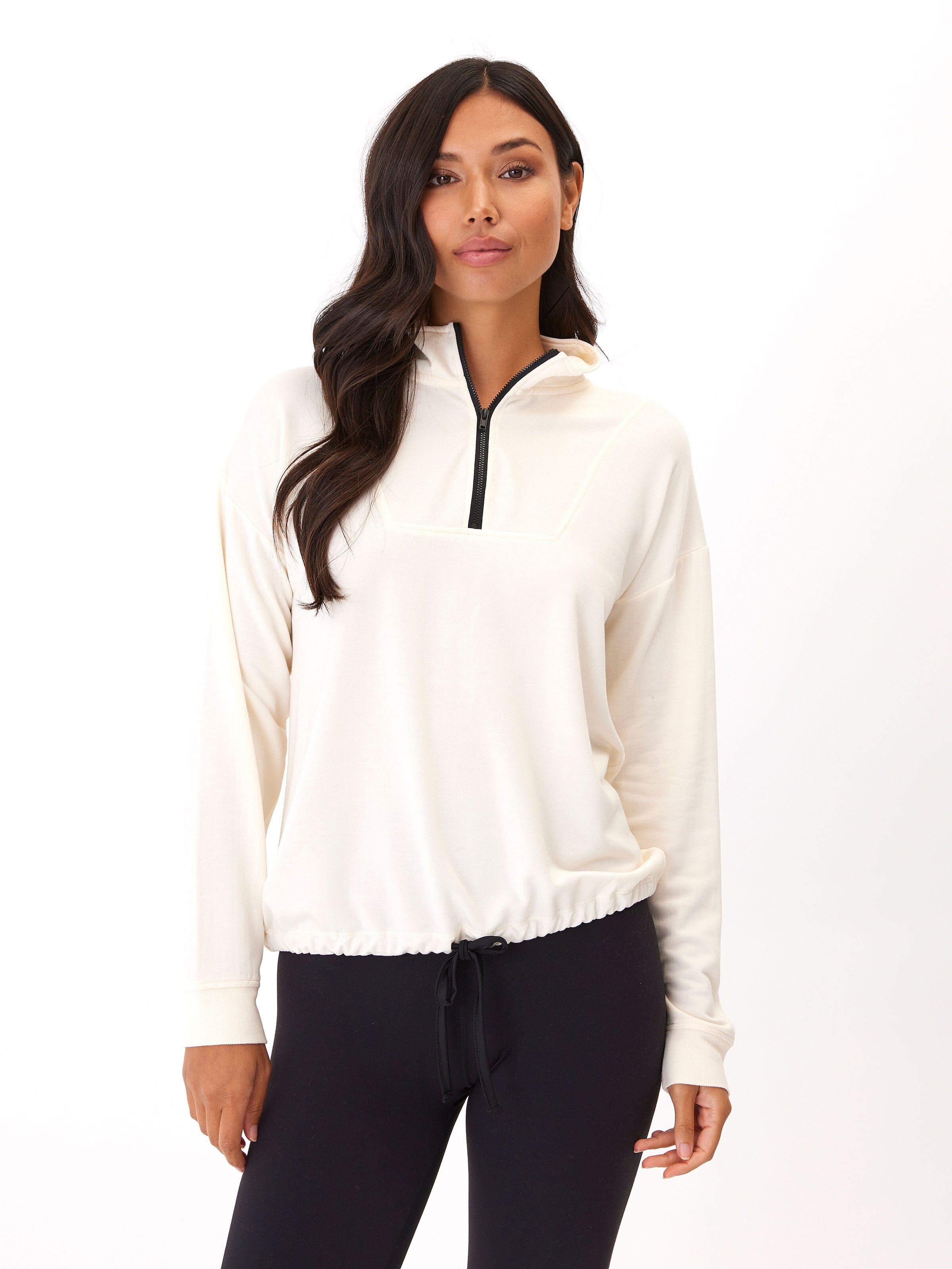 Nyla Feather Fleece Half Zip Pullover – Relaxed Layering Hoodie