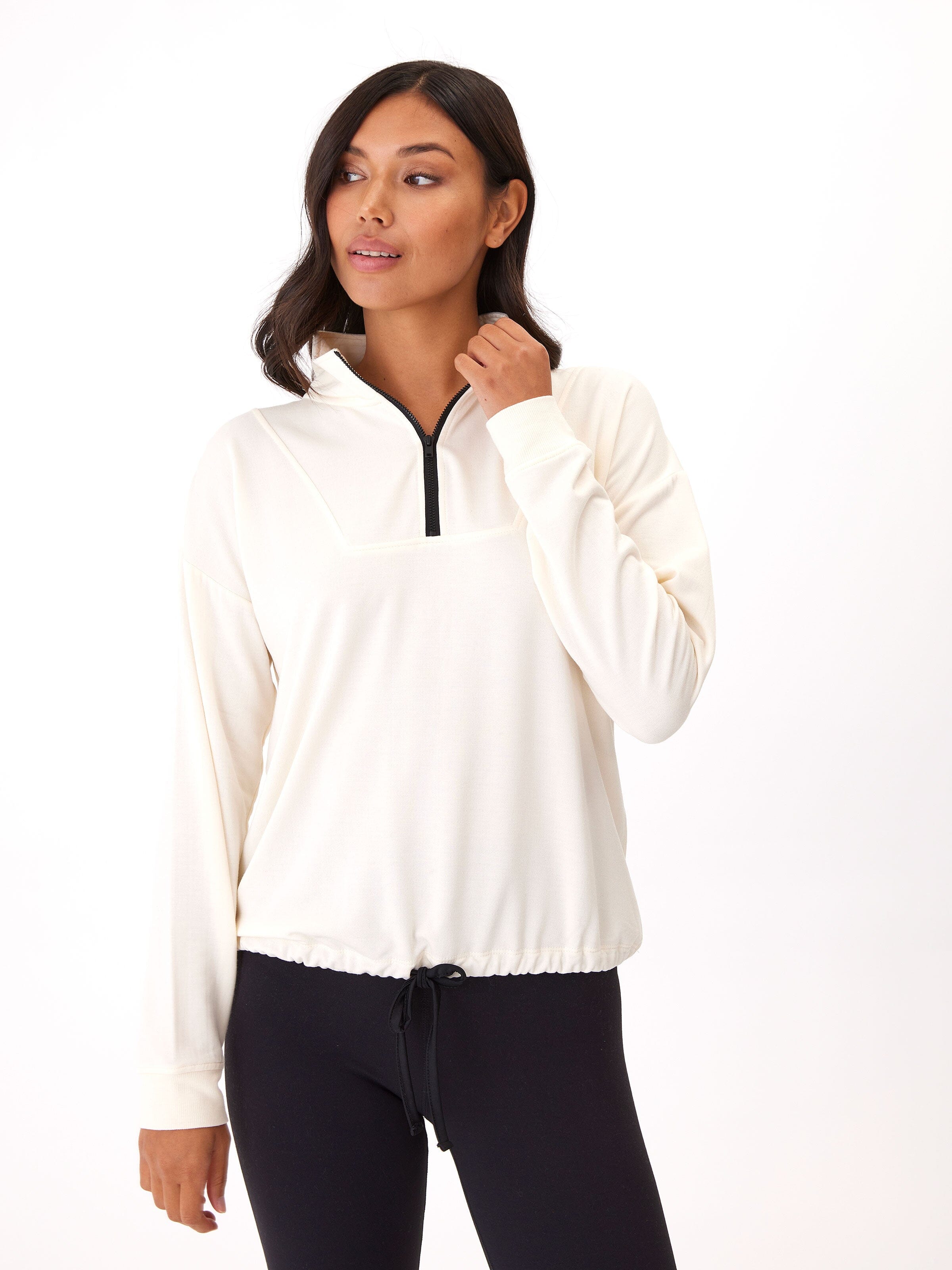 Nyla Feather Fleece Half Zip Pullover – Relaxed Layering Hoodie