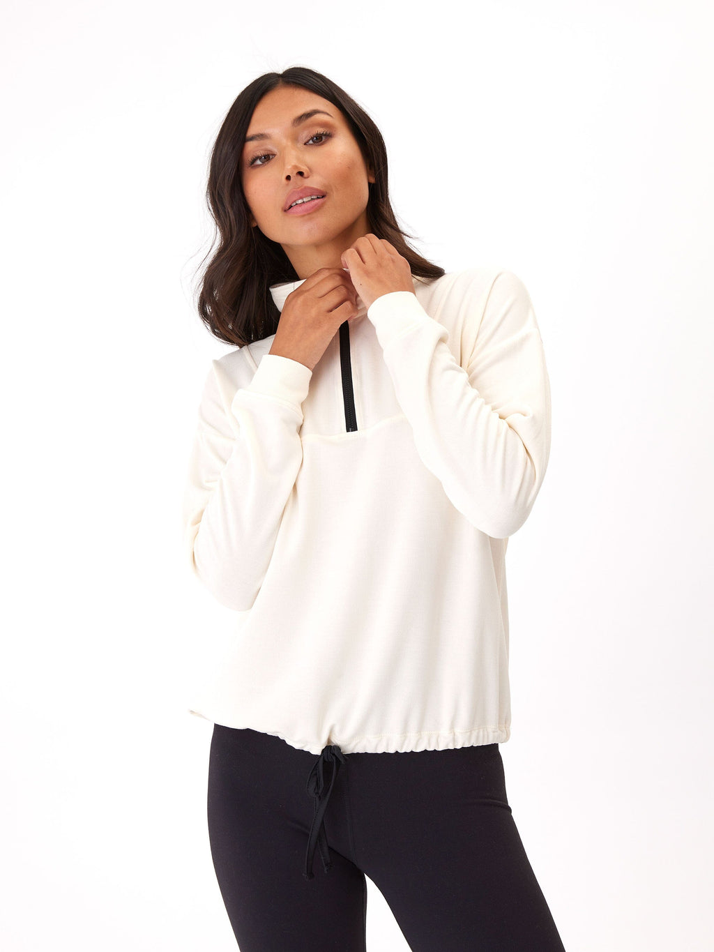 Nyla Feather Fleece Half Zip Pullover – Relaxed Layering Hoodie