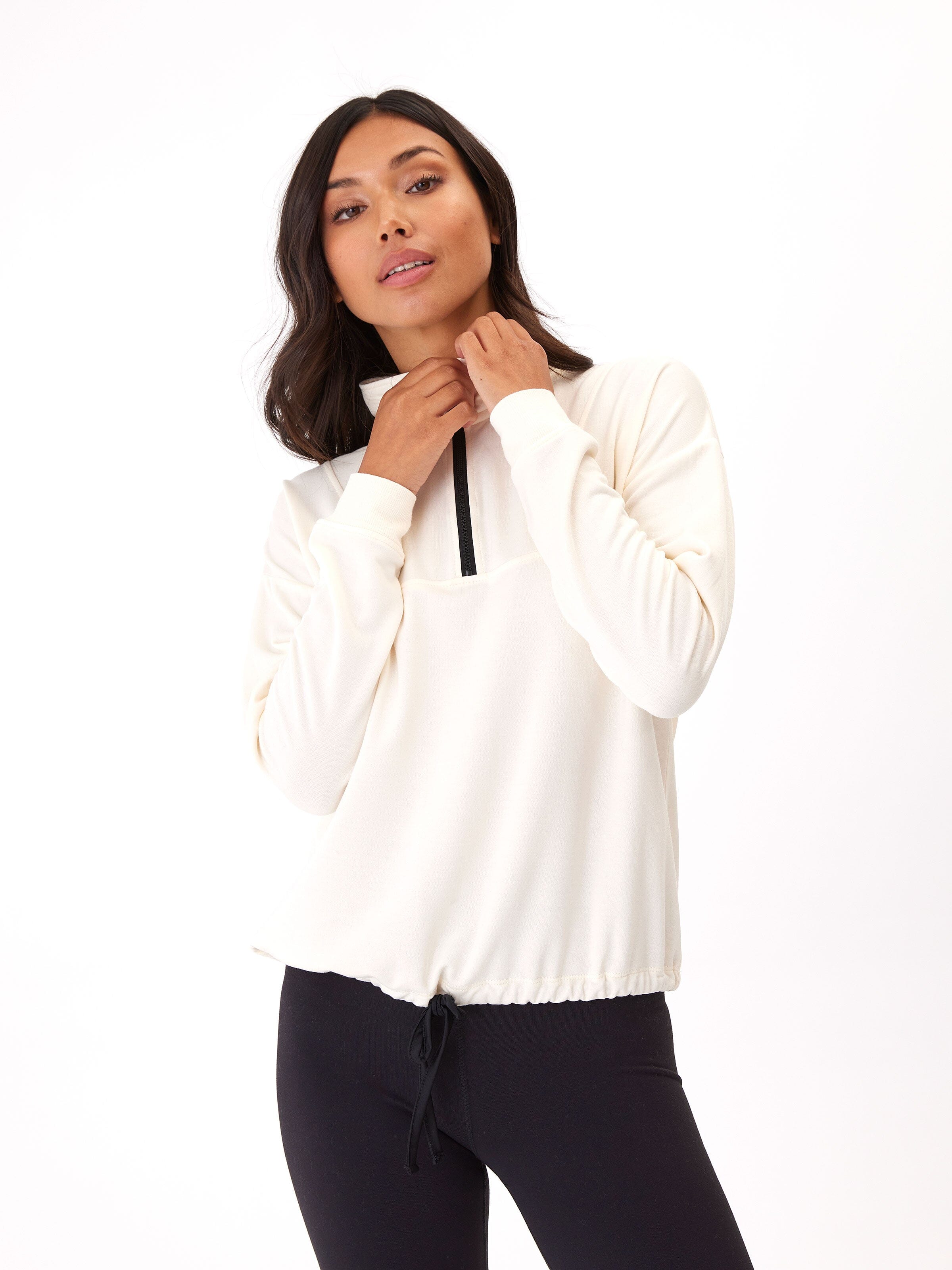 Nyla Feather Fleece Half Zip Pullover – Relaxed Layering Hoodie
