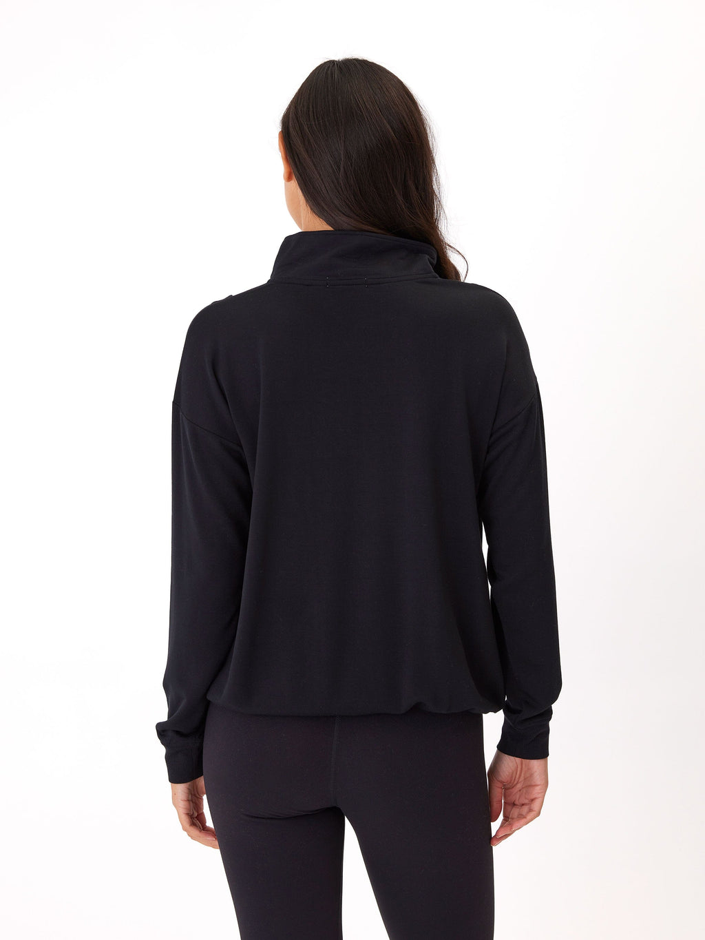 Nyla Feather Fleece Half Zip Pullover in Black
