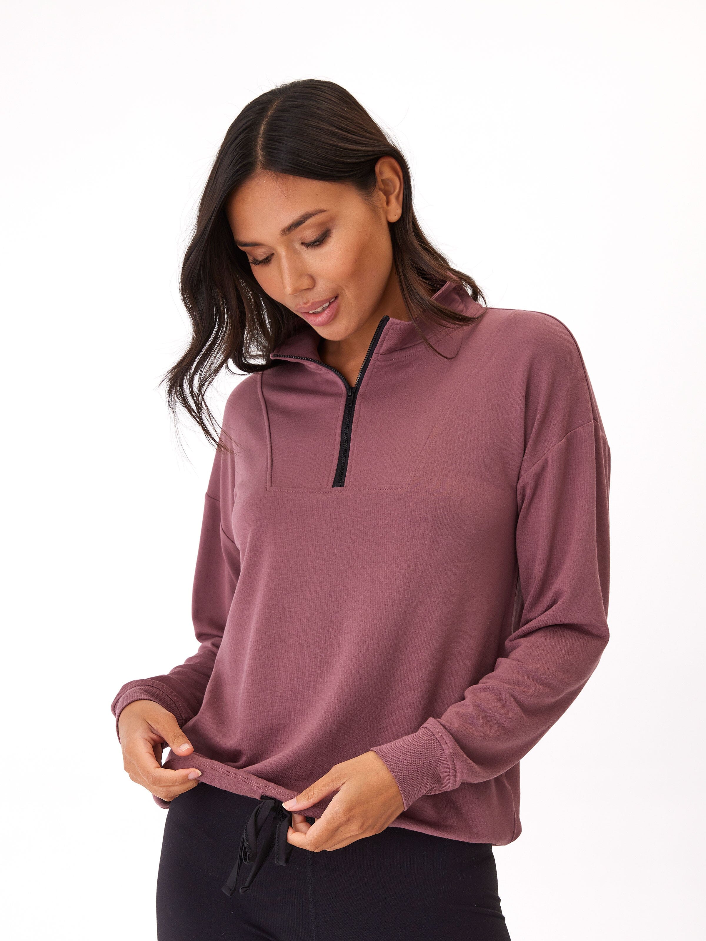 Nyla Feather Fleece Half Zip Pullover - Women's Sporty Hoodie