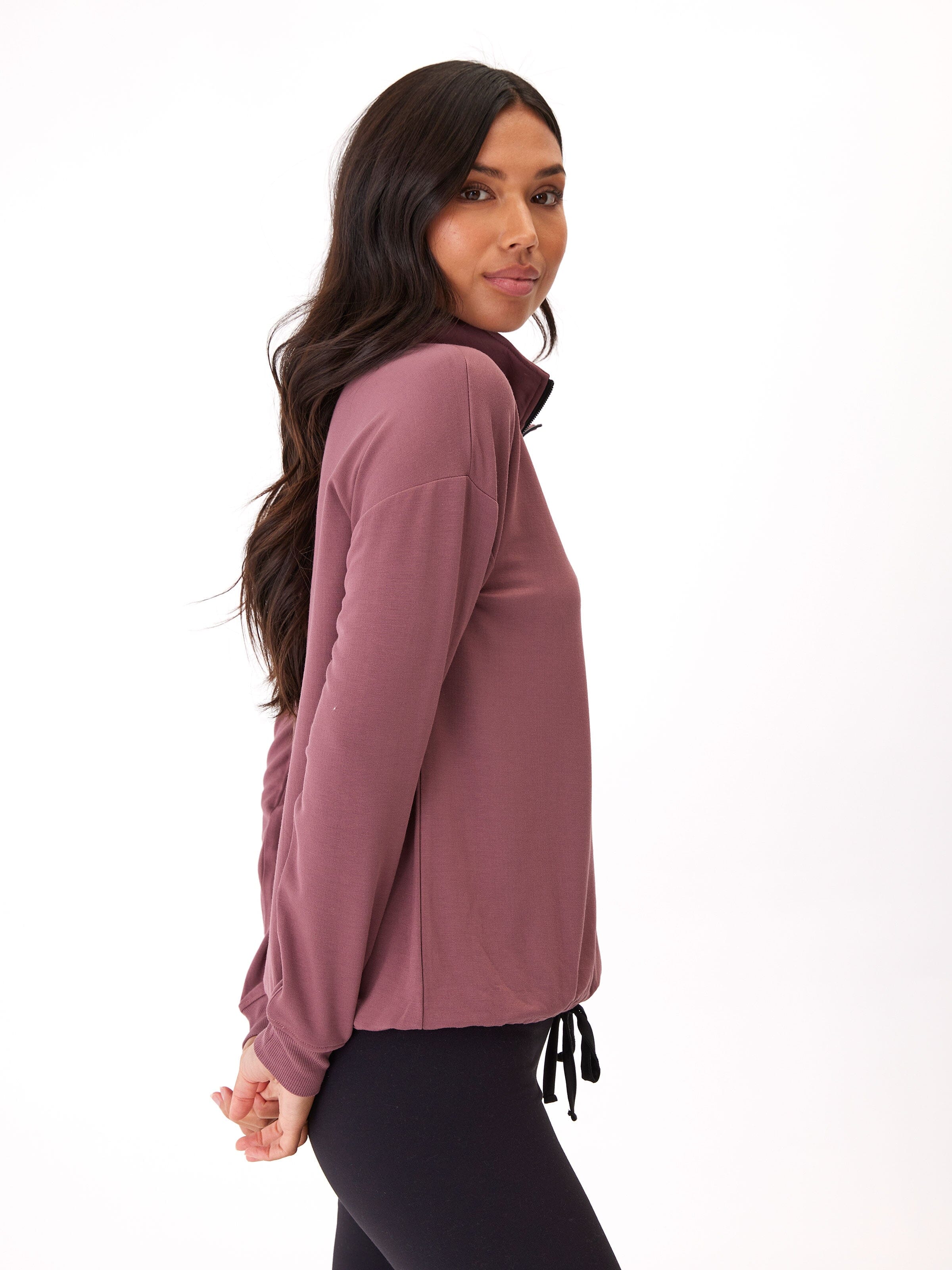 Nyla Feather Fleece Half Zip Pullover - Women's Sporty Hoodie