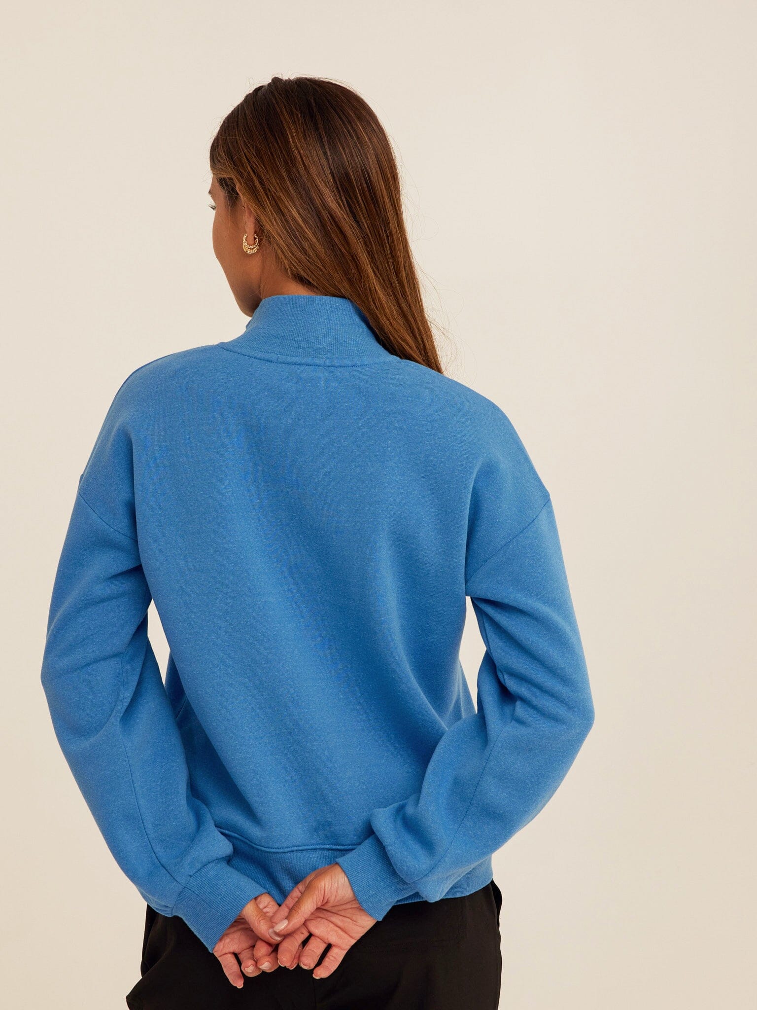 Constance Women’s Triblend Fleece Half Zip Pullover in Blue